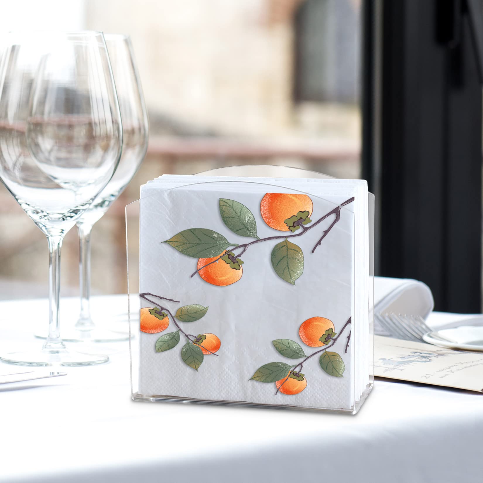 Yes!Fresh Napkin Holder Simplicity Clear 2 Pack Set,Mess-Free Space Saver Upright Windproof Napkin Holders For Kitchen,Home D  C