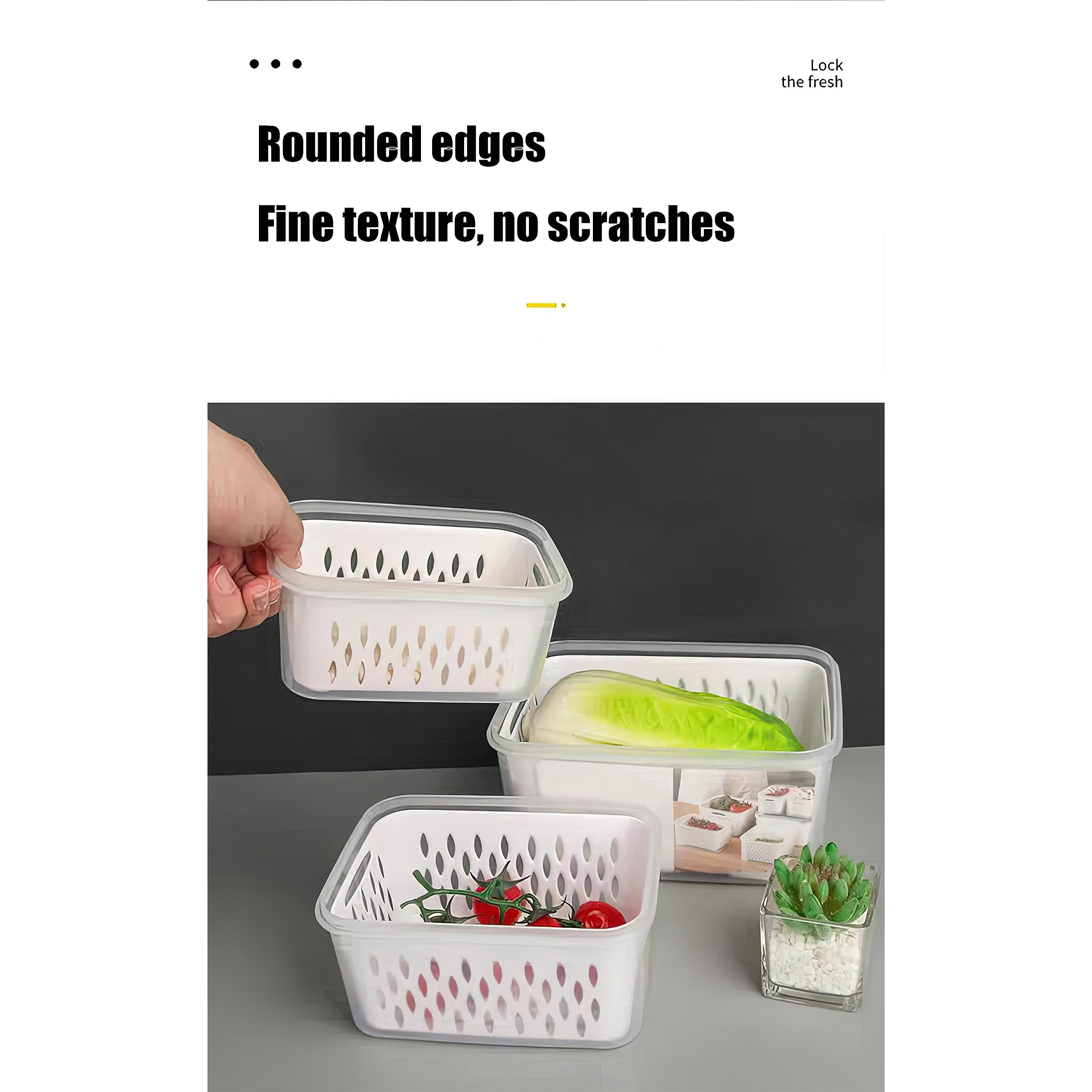 Koxxiamoq Fruit And Vegetable Storage Containers For Fridge, 6 Pcs/3 Sets Keep Fresh Produce Saver Containers Keeper, Food Stora