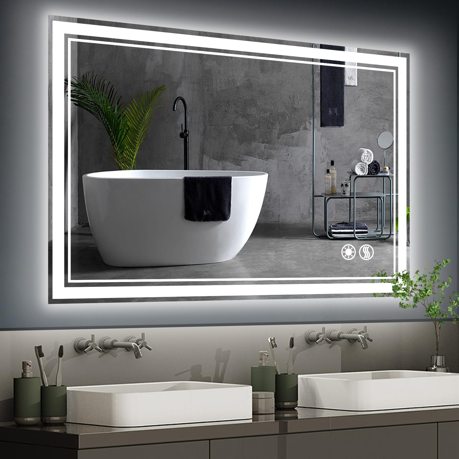 40 X 32    Bathroom Mirror With Lights Led Mirror For Bathroom Anti-Fog Dimmable 3 Colors Memory Function Vanity Mirror Smart Mi