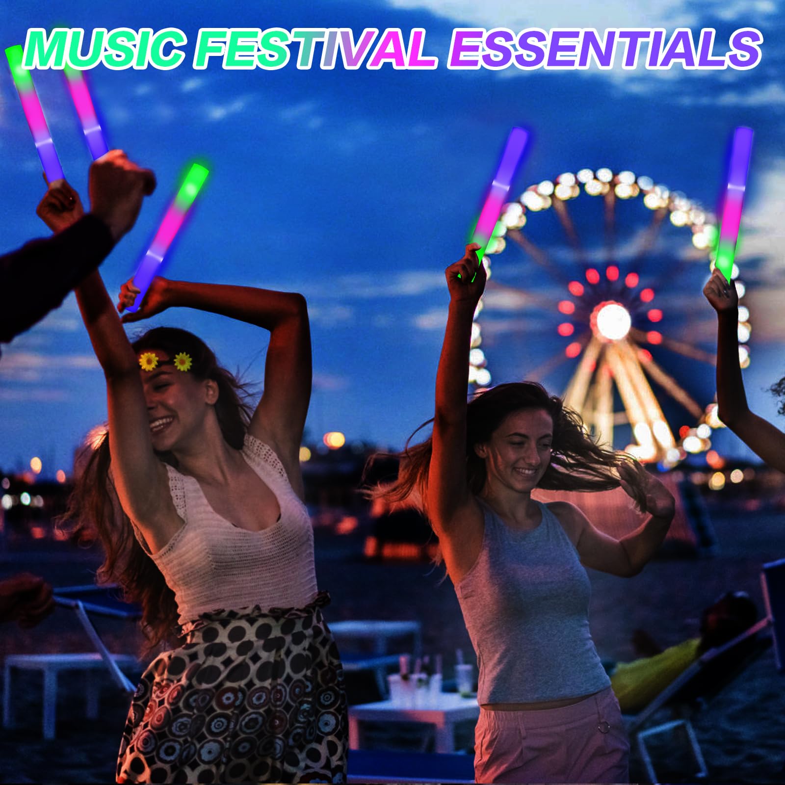 Awang 32 Pcs Glow Sticks With 3 Modes Colorful Flashing Glow In The Dark Party Supplies Multicolor Bulk Led Foam Glow Sticks For