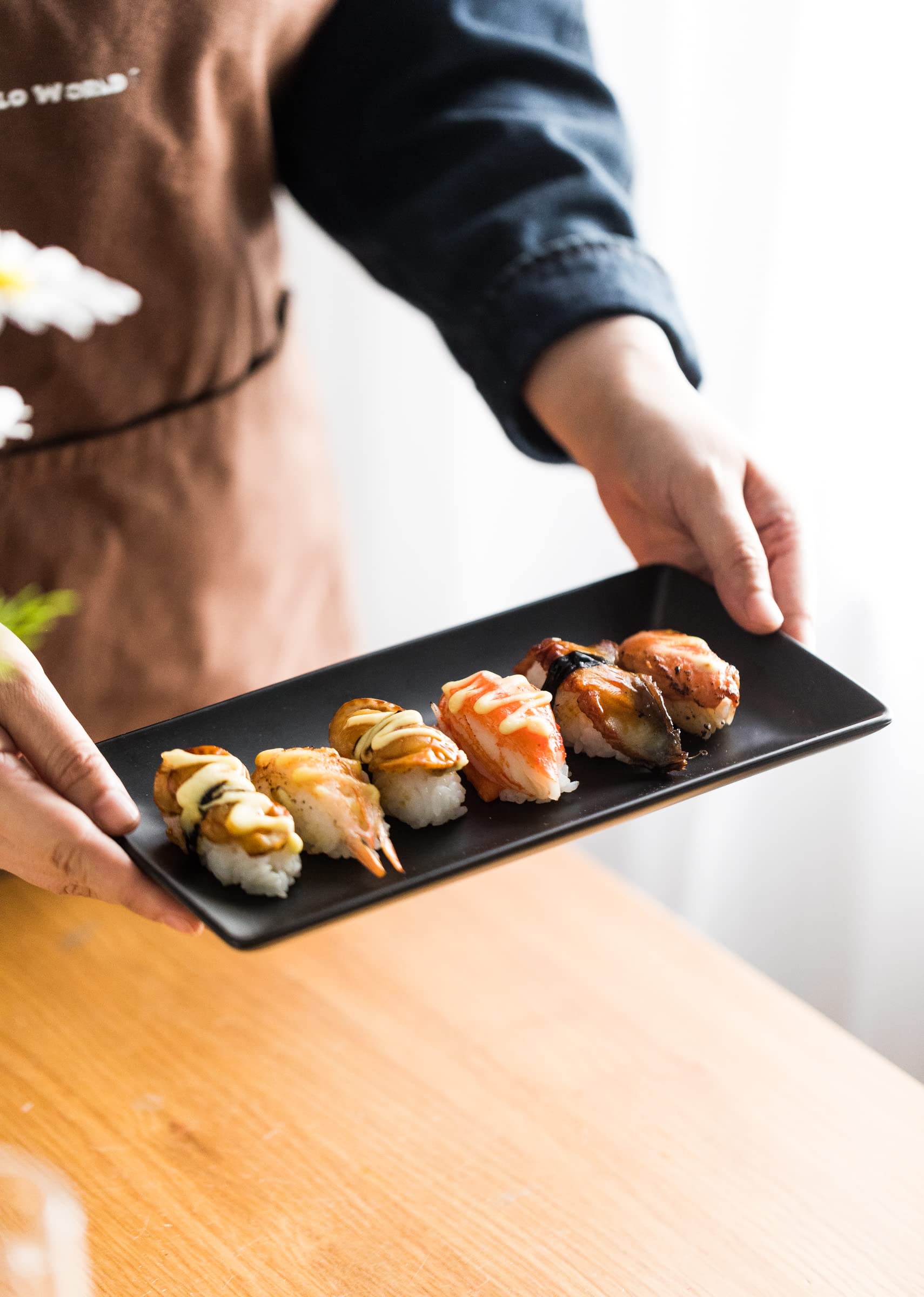 Lauchuh Serving Platters, 10    Porcelain Serving Tray Sushi Plates Rectangular Platters For Halloween Gifts, Sushi, Dessert Cak
