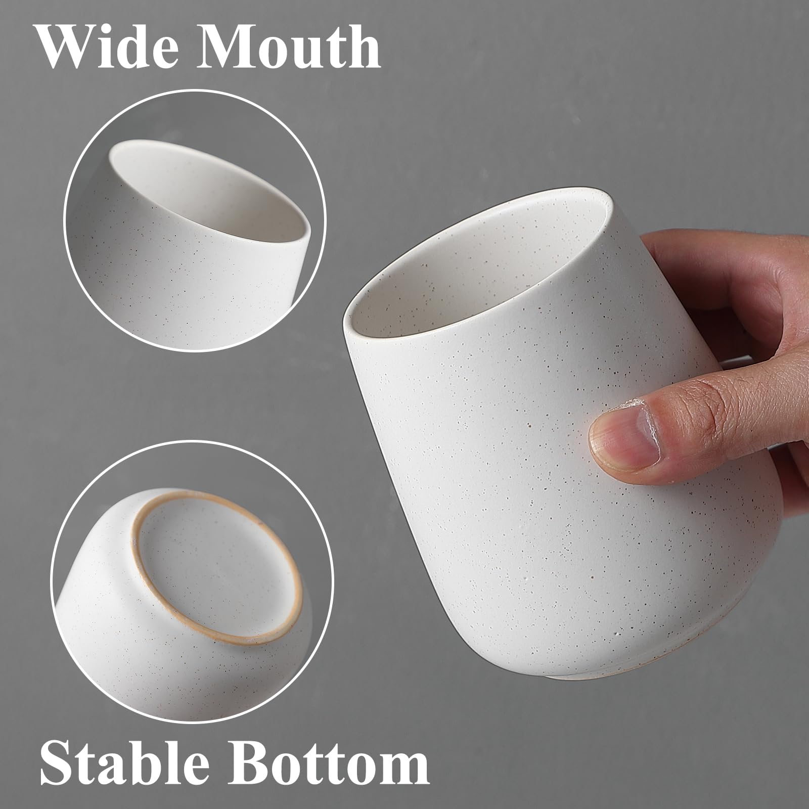 Speckled White Toothbrush Holder Set - 2Pcs Bathroom Ceramic Tooth Brushing Holders, Toothbrush Cup, Toothpaste Organizer For Co