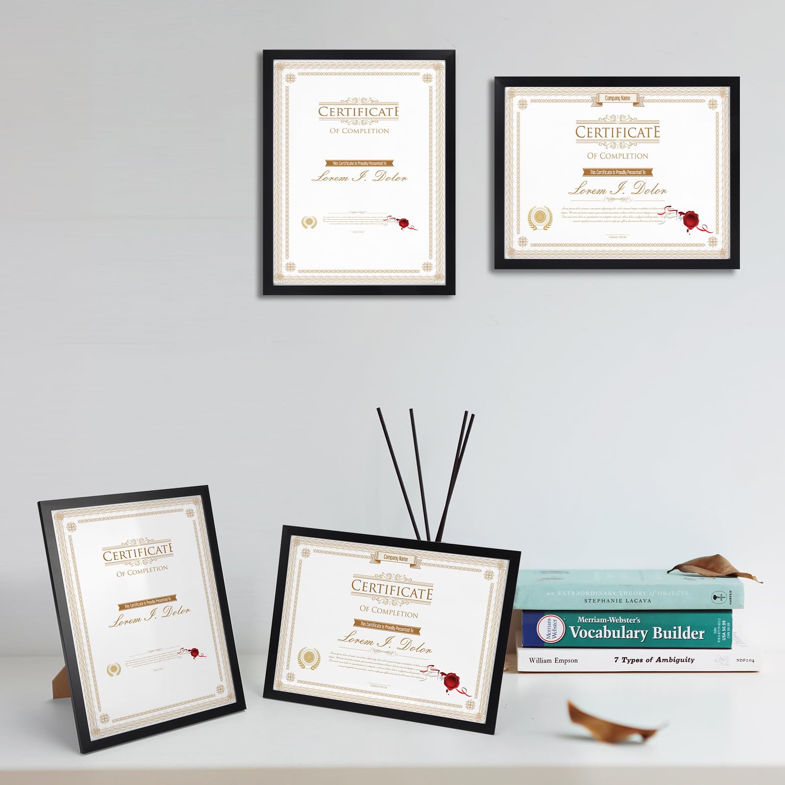 WIFTREY 8.5x11 Certificate Picture Frames Sets of 10, Multi 8.5 by 11 Document Diploma Photo Frame Bulk, Wall Hanging or Tableto