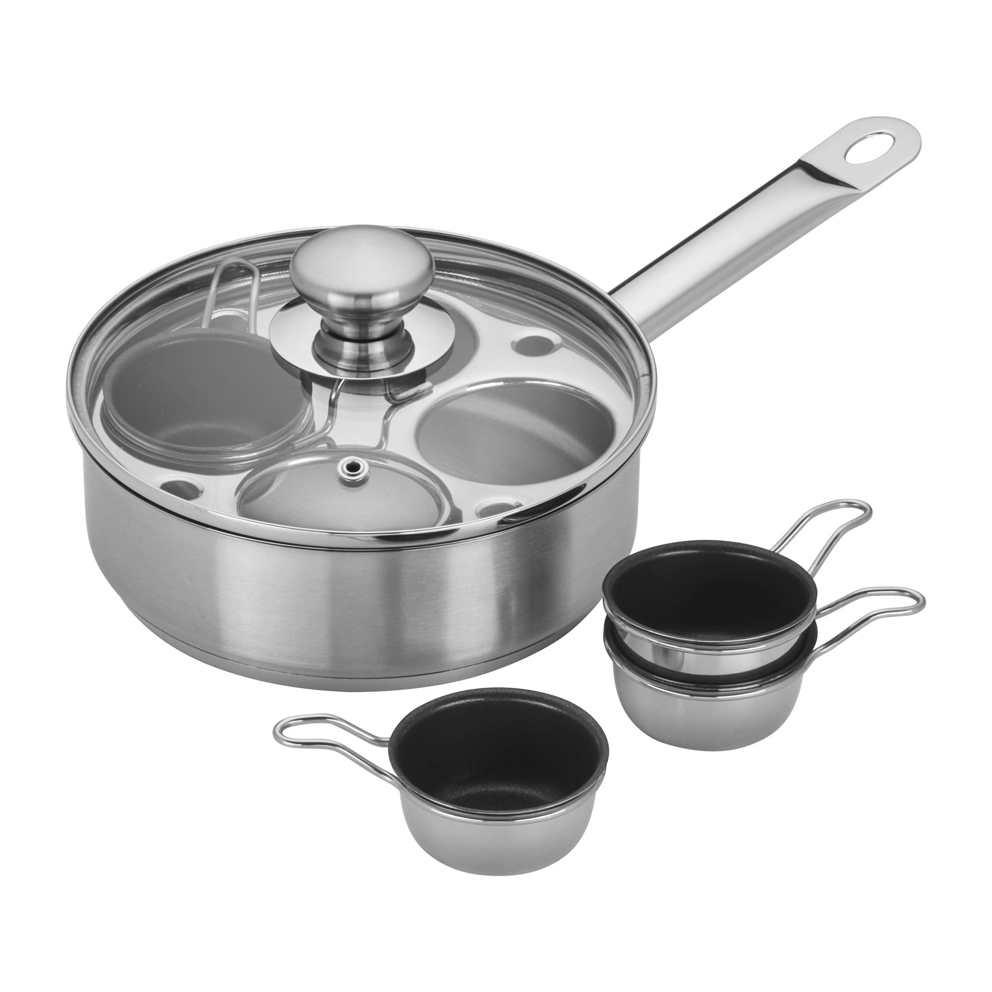 Demeyere Resto 18/10 Stainless Steel Stovetop Egg Poacher Set, 4 Removable Cups, Induction Compatible, Dishwasher Safe