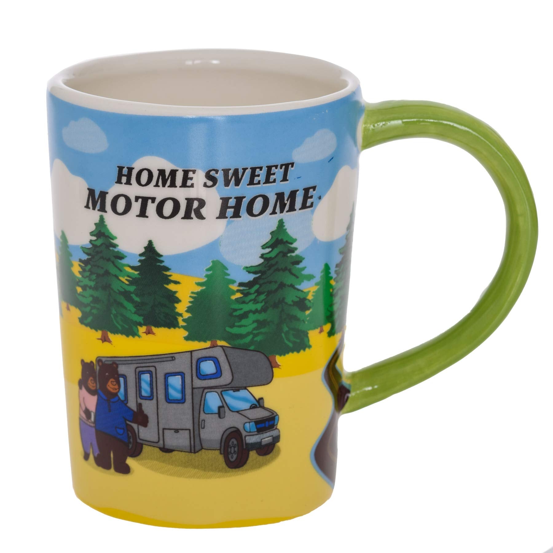 Home Sweet Motor Home Ceramic Mug - RV Black Papa Bear Coffee Mug for Men and Women - Mama Bear Mug Tea Cups White Cute Coffee M