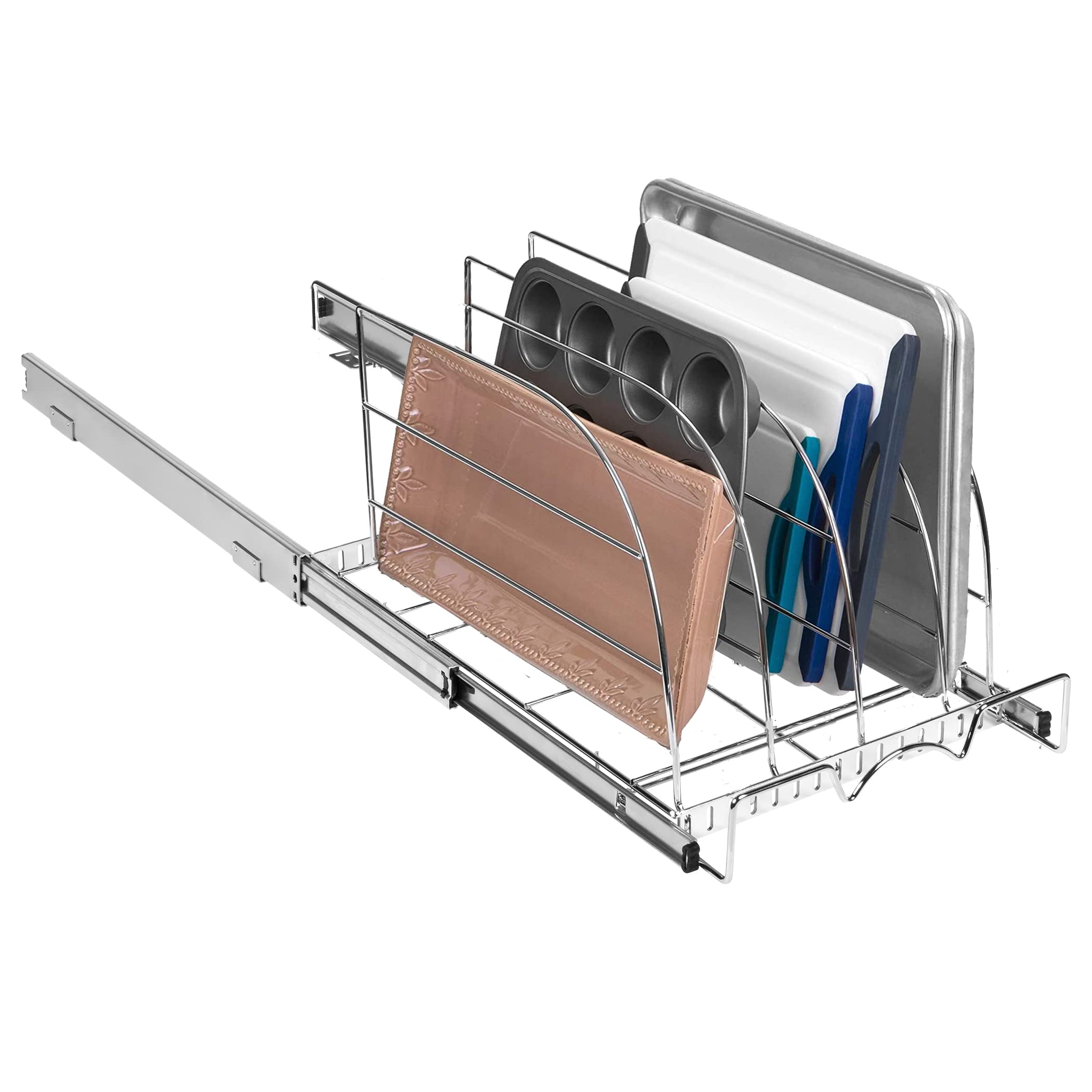Holdn Storage Pull Out Organizer For Cookie Sheet, Cutting Board, Bakeware, And Tray, Heavy Duty - Lifetime Limited Warranty - F
