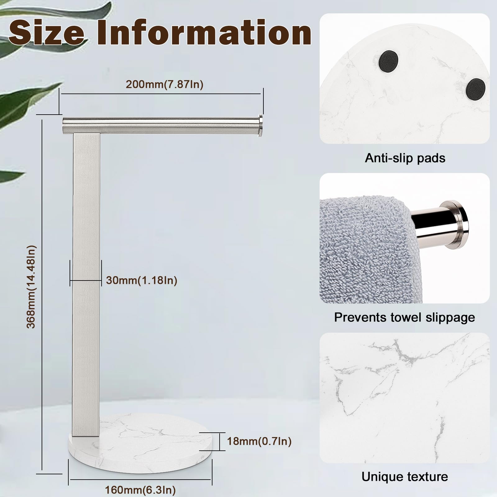Siyzda Hand Towel Holder Stand For Bathroom, L- Shaped Freestanding Hand Towel Rack, Towel Bar Kitchen Vanity Countertop Organiz