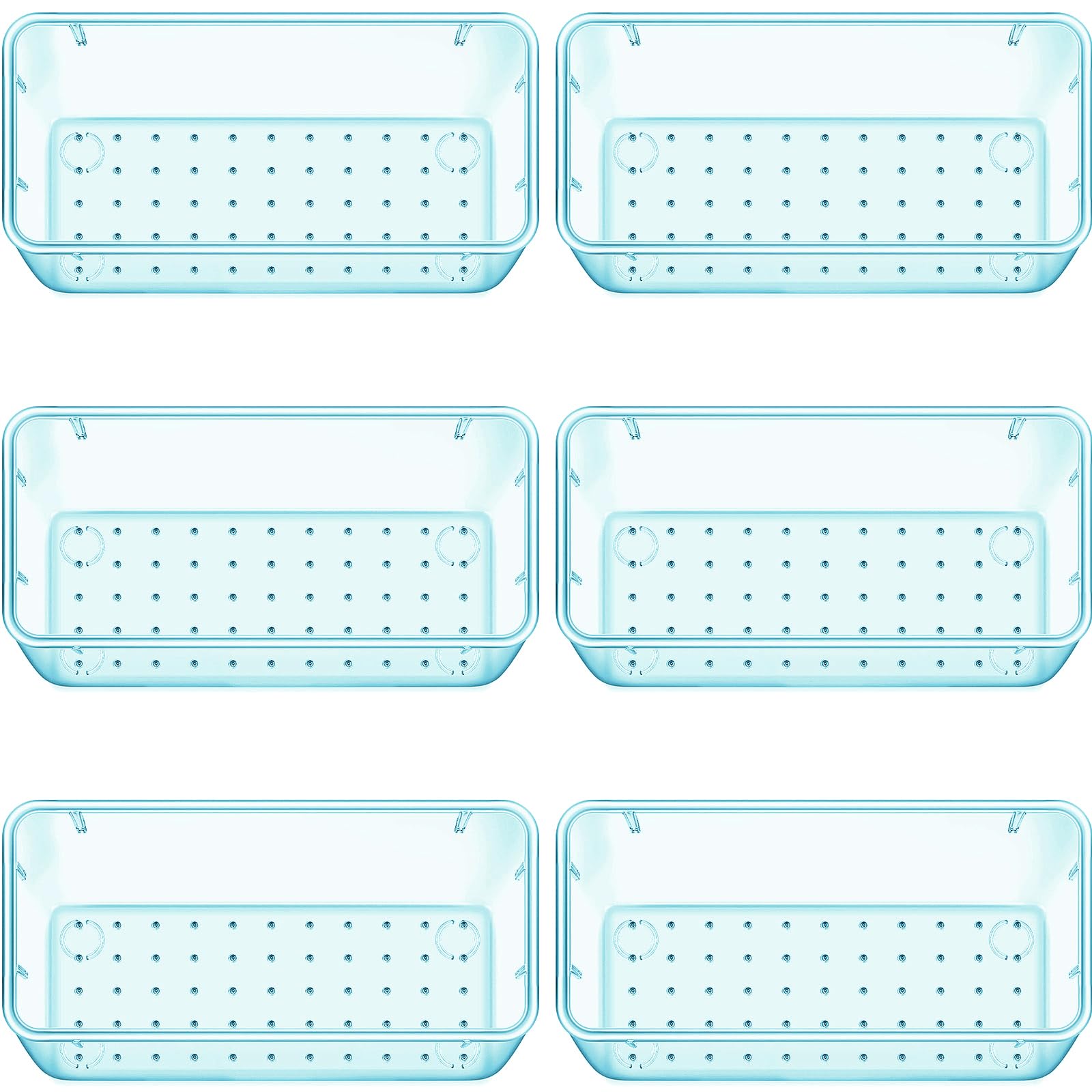 WOWBOX 6 PCS Plastic Drawer Organizer Set, Desk Drawer Divider Organizers and Storage Bins for Makeup, Jewelry, Gadgets for Kitc