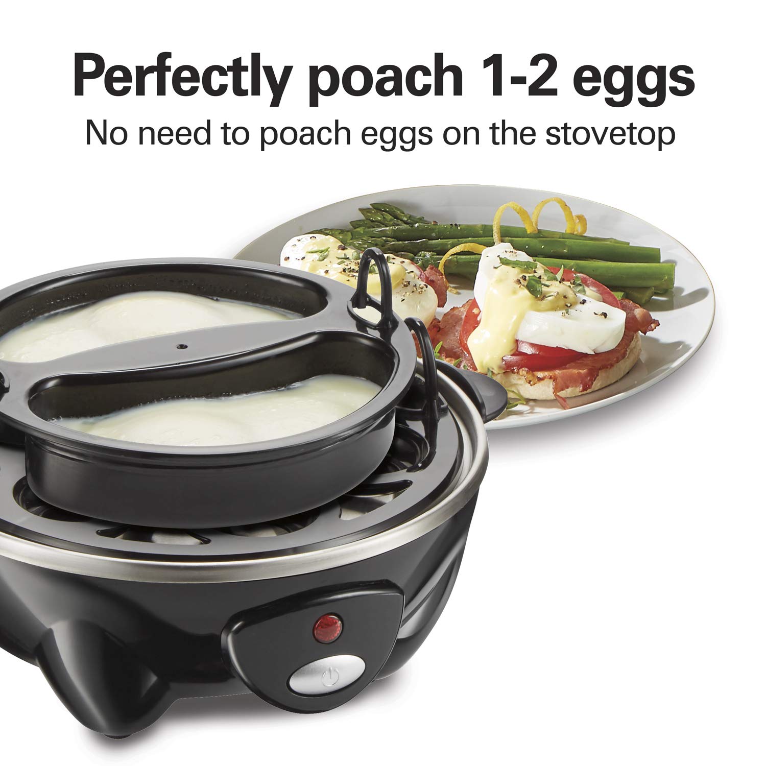 Hamilton Beach 3-in-1 Electric Egg Cooker, Hard Boiled, Poacher, Omelet Maker, Holds 14, Black, Model 25508