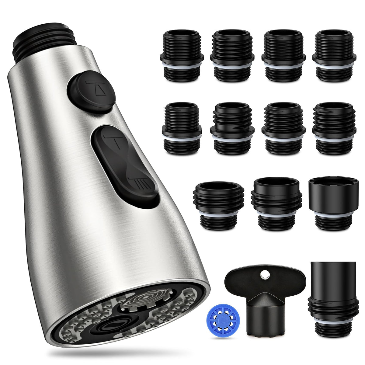 Kitchen Faucet Head Replacement 3 Modes With 12 Adapters, Pull Down Spray Head For Kitchen Faucet, Kitchen Sink Faucet Head G 1/