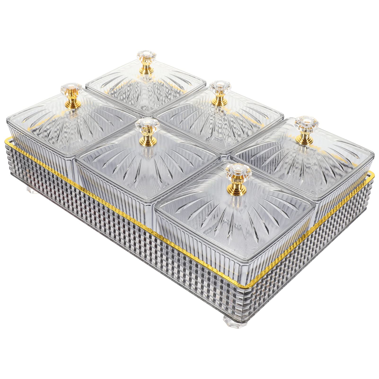 Ipetboom Dried Fruit Tray With Lid 6 Compartment Candy Nut Serving Container Appetizer Tray Snack Box Food Storage Box Divided F