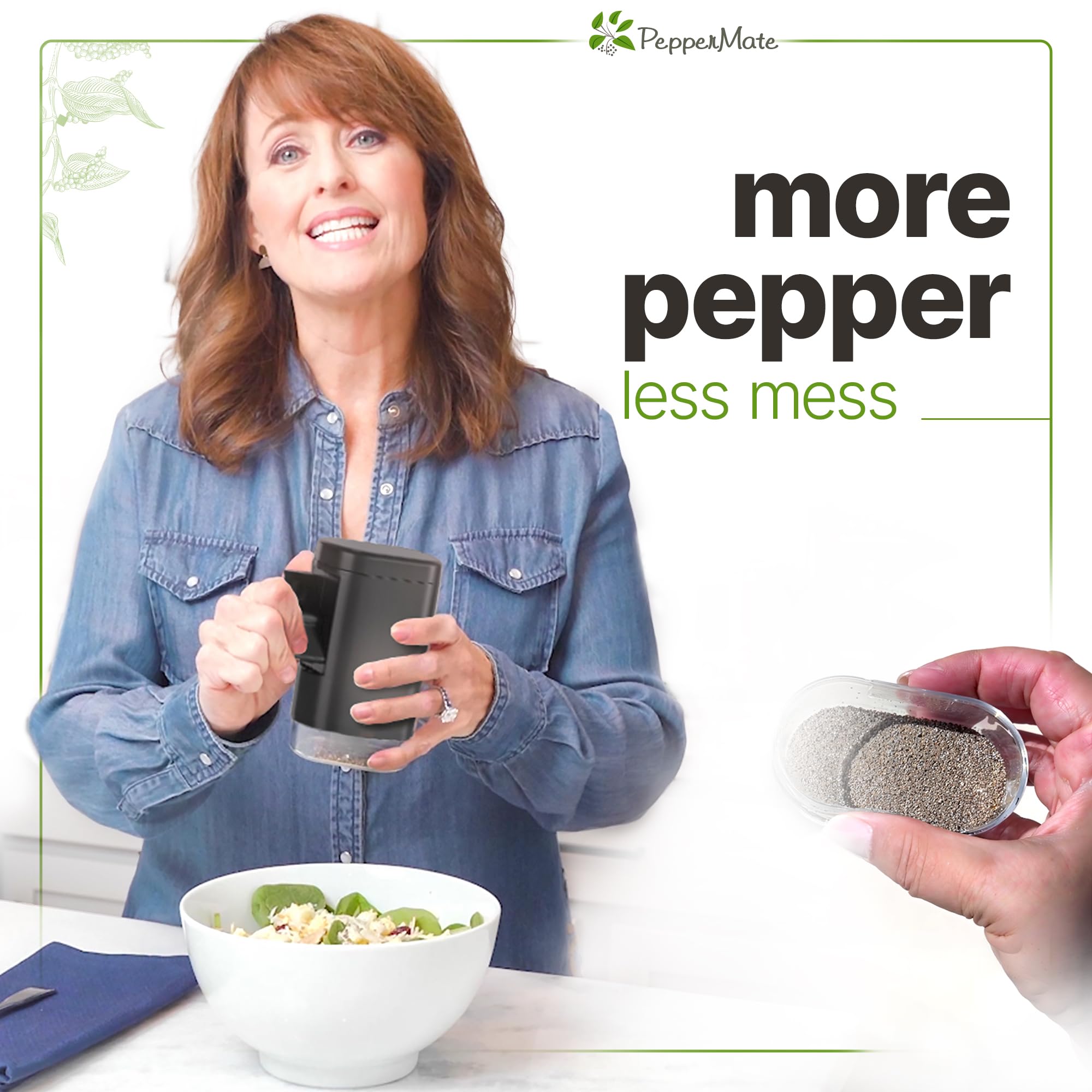 Refillable Sea Salt And Pepper Grinder - Traditional Ceramic Peppercorn Grinder, Pepper Mill By Peppermate (Black)