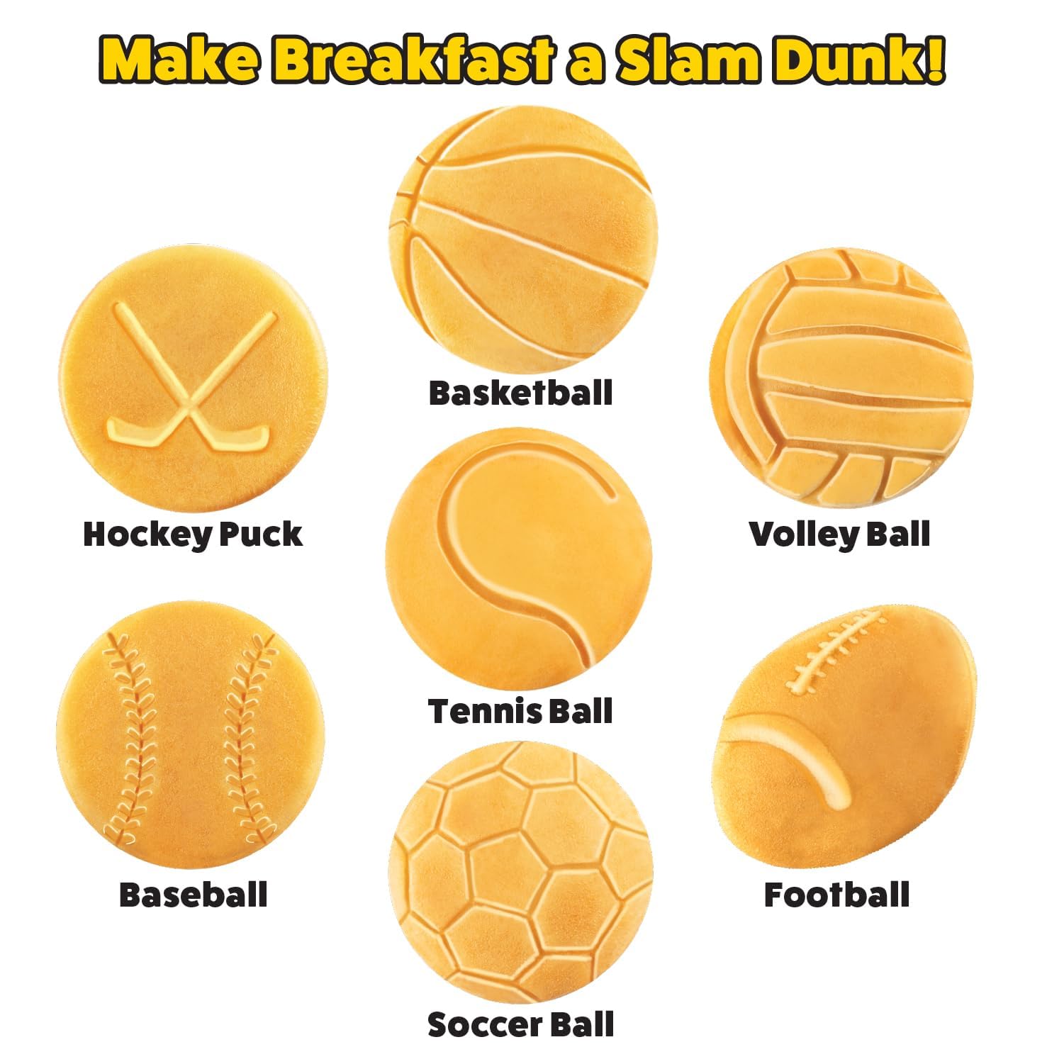 Sports Waffle Maker- Make Breakfast a Slam Dunk for Kids- Bakes 7 Themed Pancakes Including Football  Baseball  Basketball  Soccer  Tennis & More- Electric Nonstick Pan Cake Baker- Eat on the Go