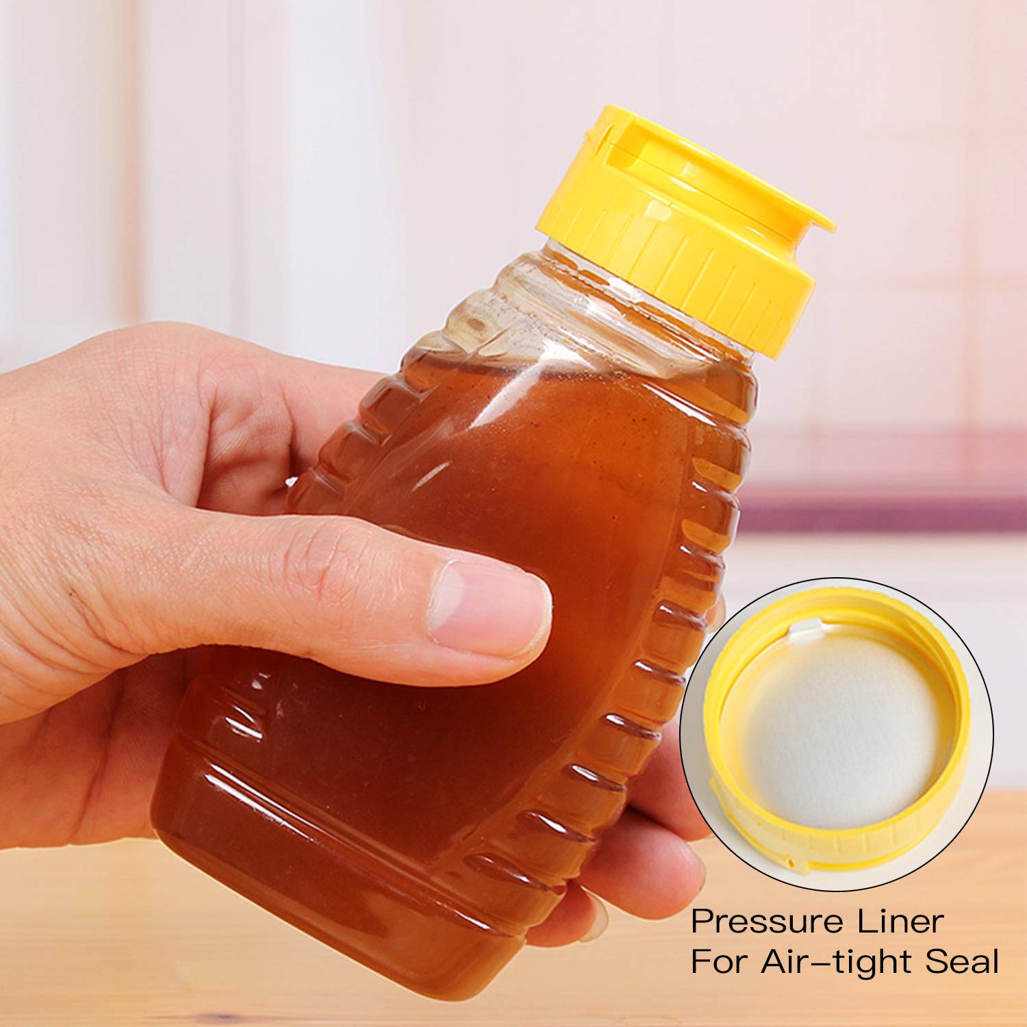 Lainrrew 6 Pcs 12 Oz Honey Jars, Plastic Honey Bottles Clear Empty Honey Containers Honey Dispenser Squeeze Honey Bottle With Le
