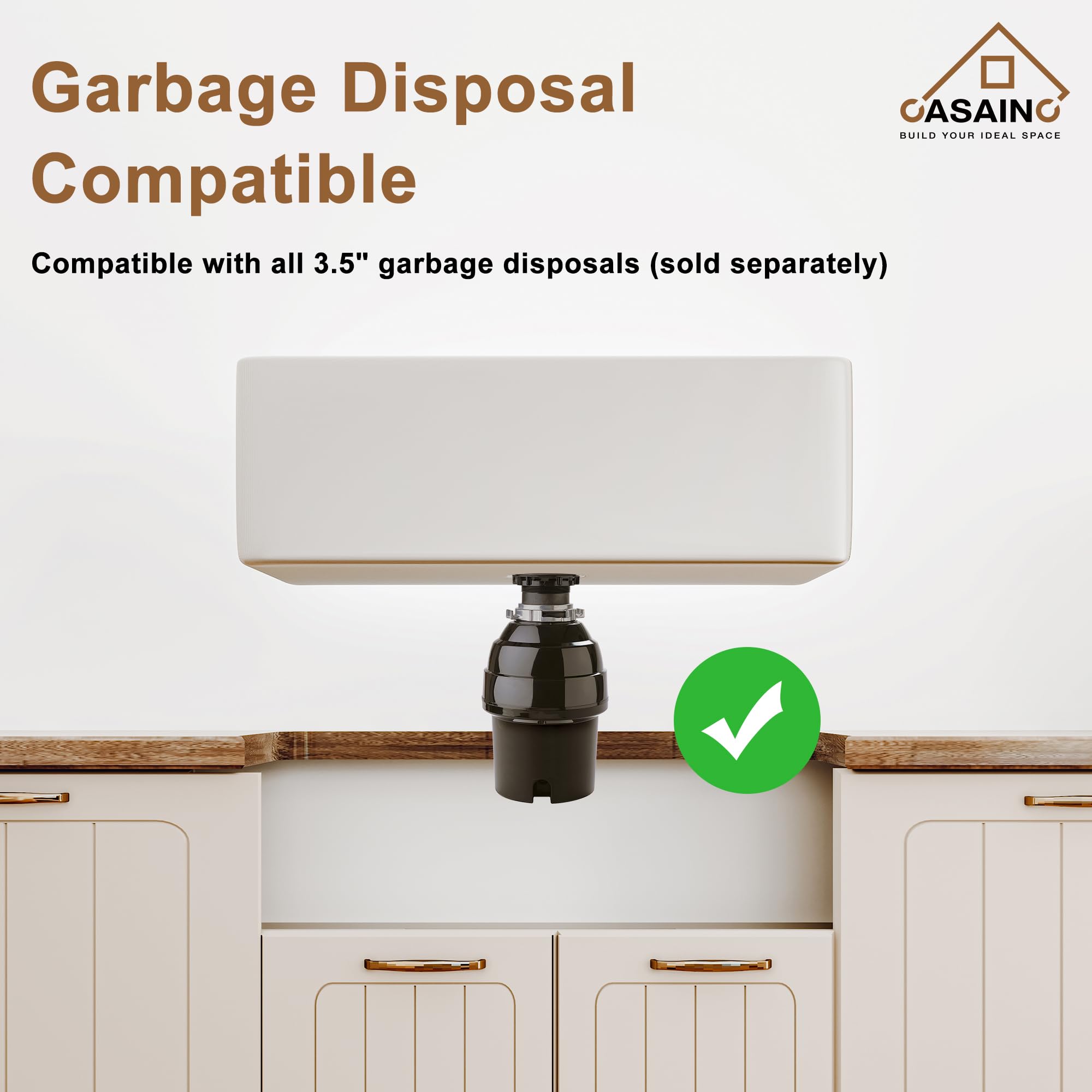 Casainc 30-Inch Kitchen Sink, Farmhouse Sink Fireclay Apron -Front Farmhouse Deep Single Bowl, Farmhouse Sink With Stainless Ste