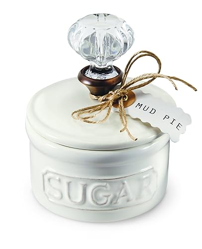 Mud Pie Door Knob Sugar Bowl, White 585H X 67L X 635W