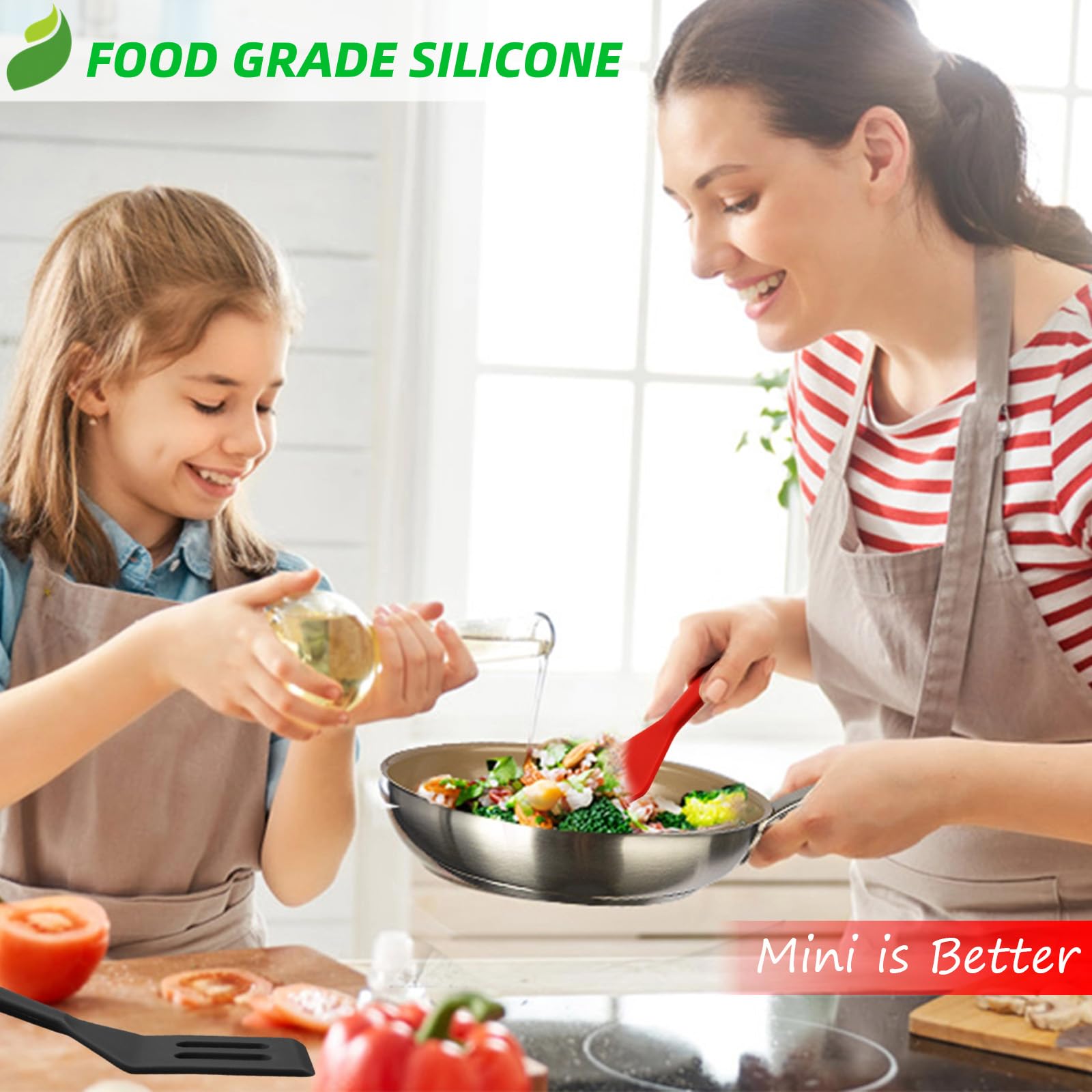 Mini Silicone Brownie Serving Spatula Set Flexible Non Stick Serve Turner Heat Resistant Cooking Spatula For Flip Eggs Crepe Ste