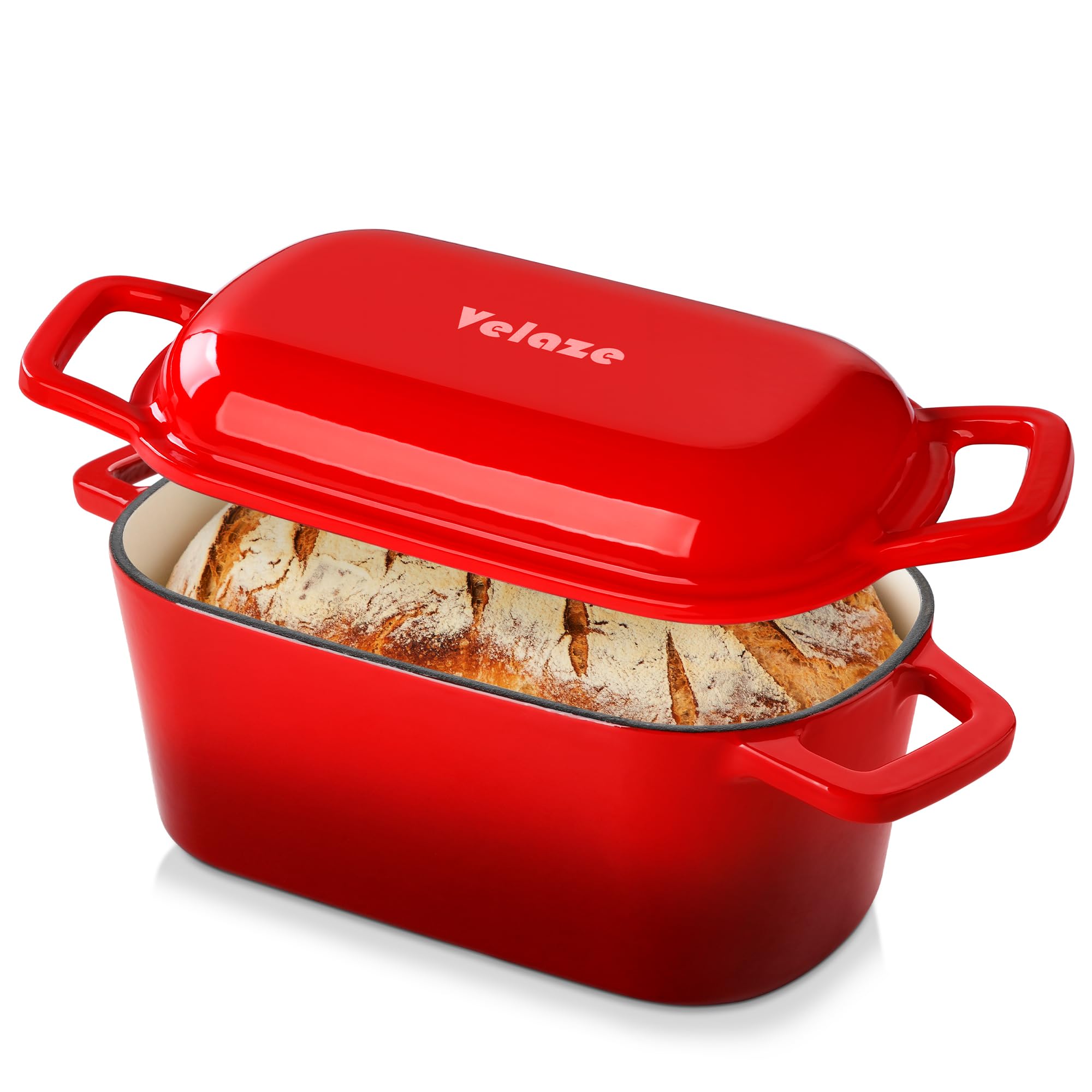 Velaze 3.6Qt Dutch Oven For Bread Baking,Oval Cast Iron Bread Oven With Lid And Dual HandlesOven Safe To 500F For Homemade Sourd