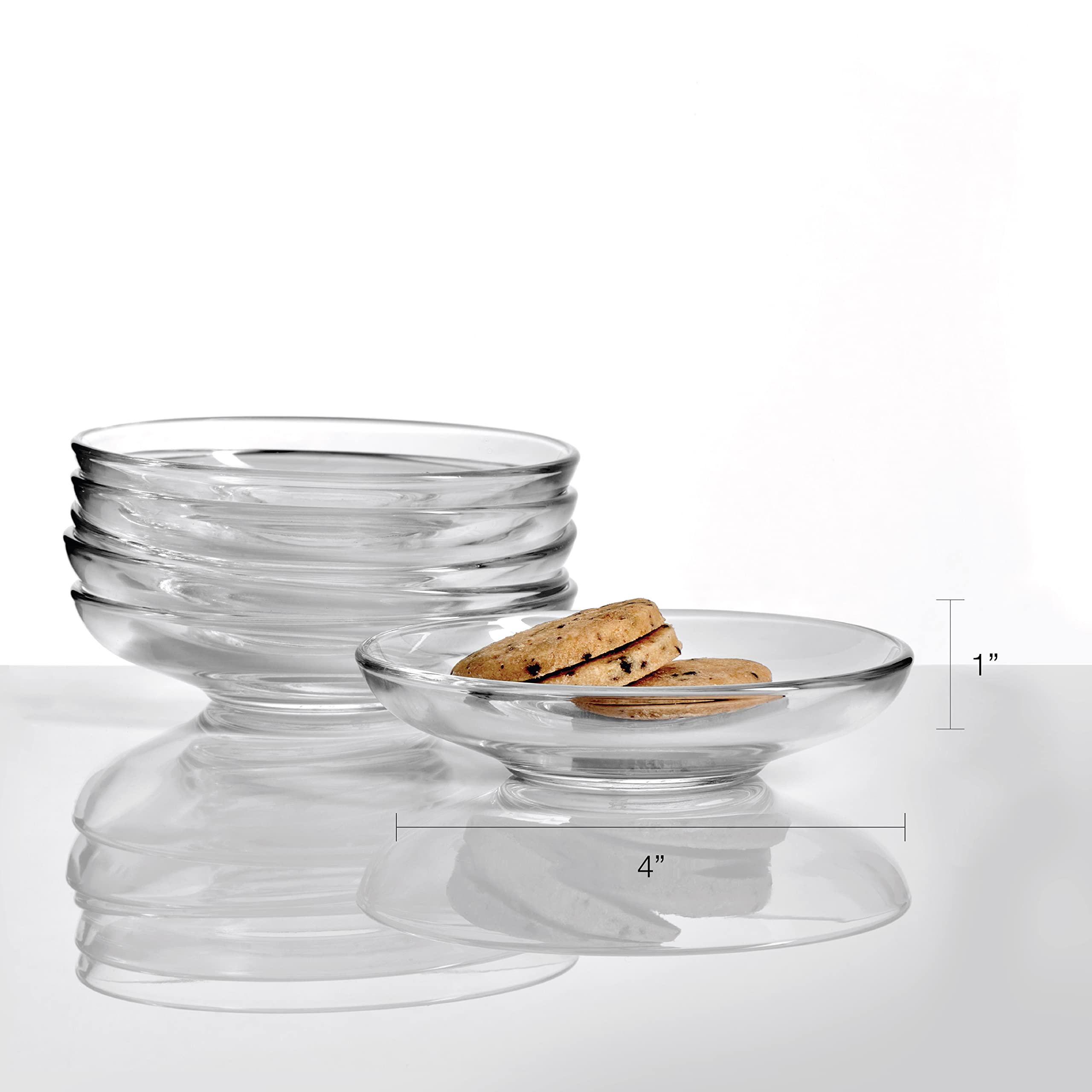 Pasabahce Premium Clear Glass Plate Saucers Set Of 6, Safe In Microwave, Great For Servicing Cookies, Snacks, Fruits, Coffee, An