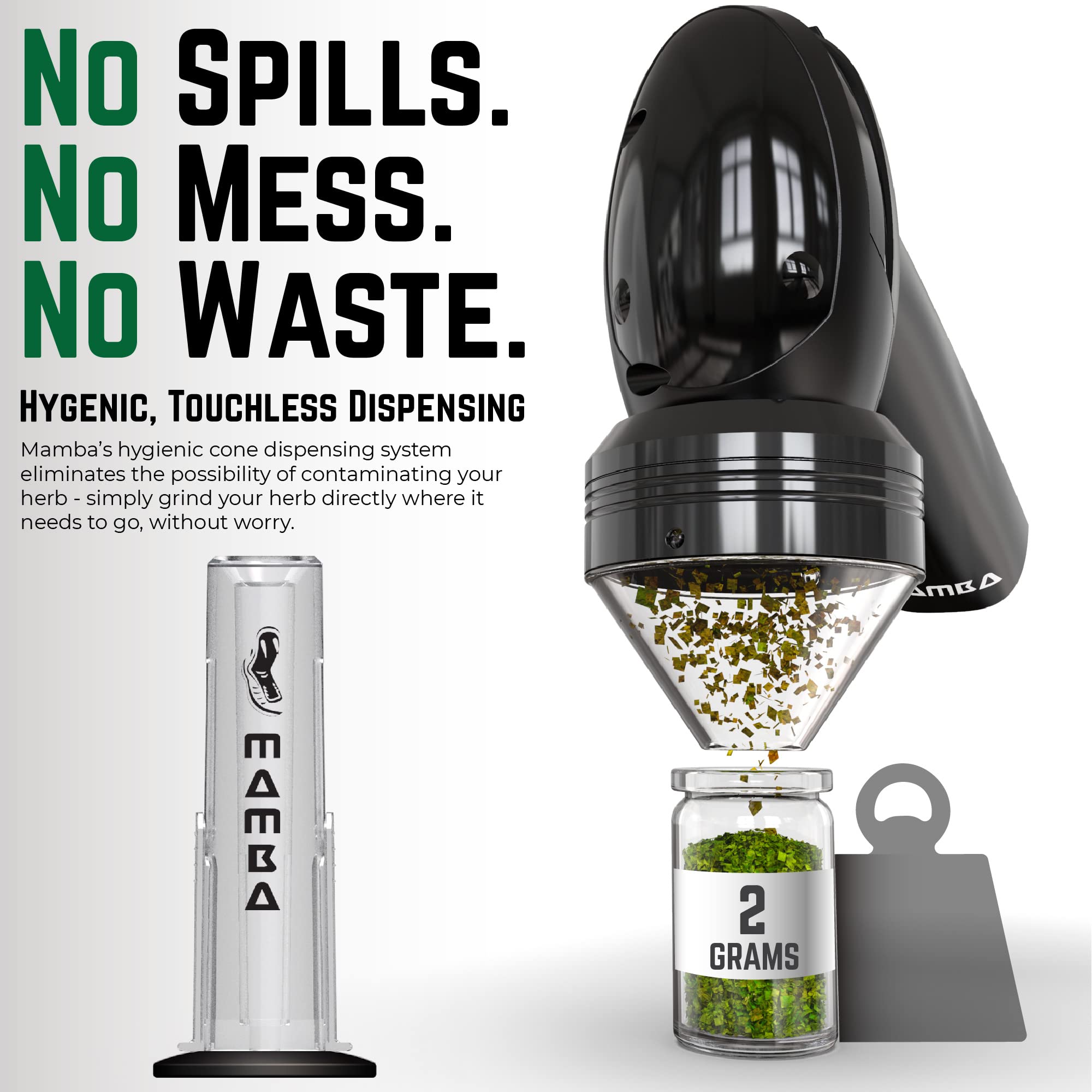 Mamba Loader Xl V2-55 Electric Herb Grinder, Usb Rechargeable Automatic Grinder Fast Mill With Aluminum Alloy Head, Includes Her