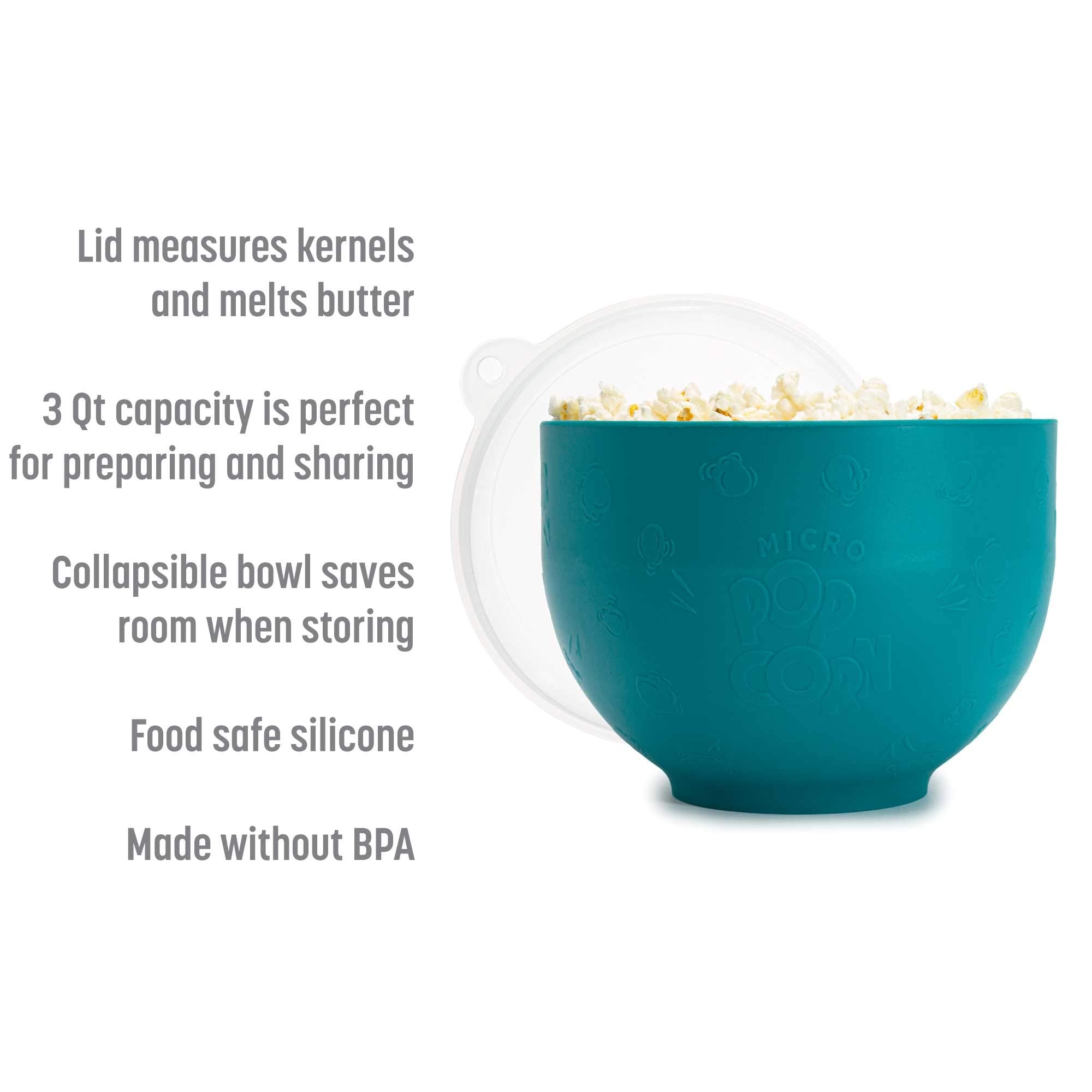 Goodful Silicone Popcorn Popper - 3 Quart Collapsible BPA-Free Microwave Maker, Teal