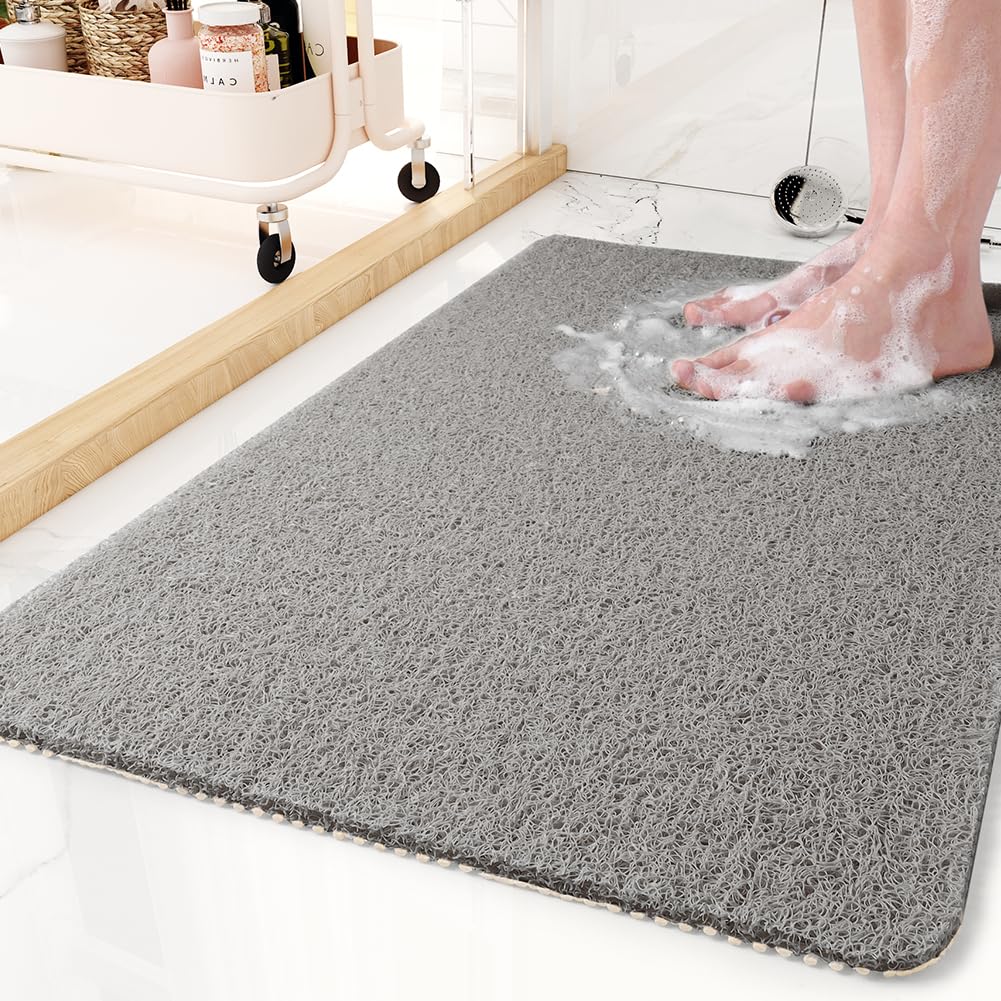 Non-Slip Bathtub Mat, 20X32 Inch, Shower Mats For Bath Tub, Pvc Loofah Bathroom Mats For Wet Areas, Quick Drying