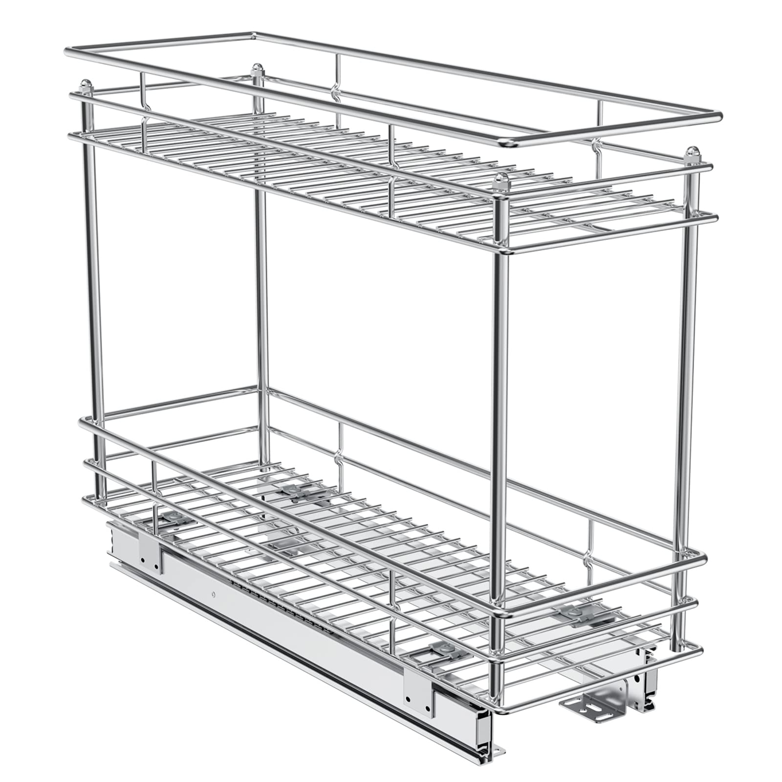 Roomtec Pull Out Cabinet Organizer For Narrow Cabinet (5'' W X 21'' D), Kitchen Cabinet Organizer And Storage 2-Tier Cabinet Pul