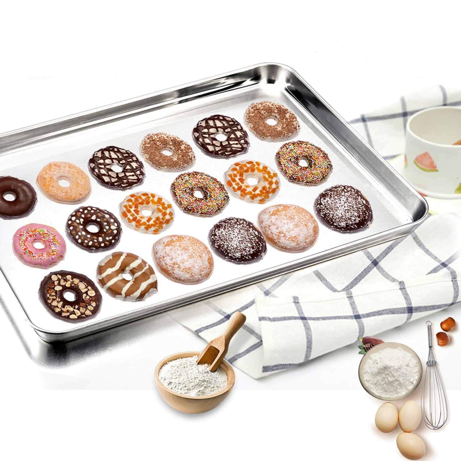 Teamfar Baking Sheet With Rack Set, Stainless Steel Baking Pan Tray Cookie Sheet With Cooling Rack, Non Toxic & Healthy, Easy Cl