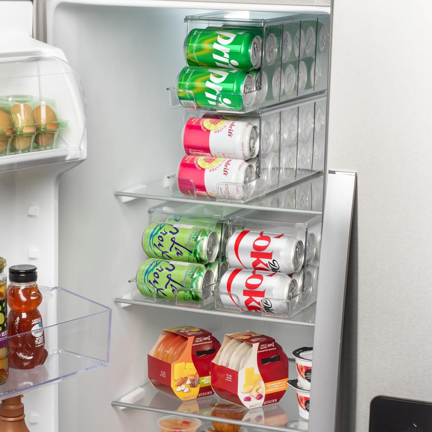 Clearspace Soda Can Organizer & Soda Can Dispenser For Refrigerator - Fridge Organizer & Stackable Drink Organizer For Fridge, C