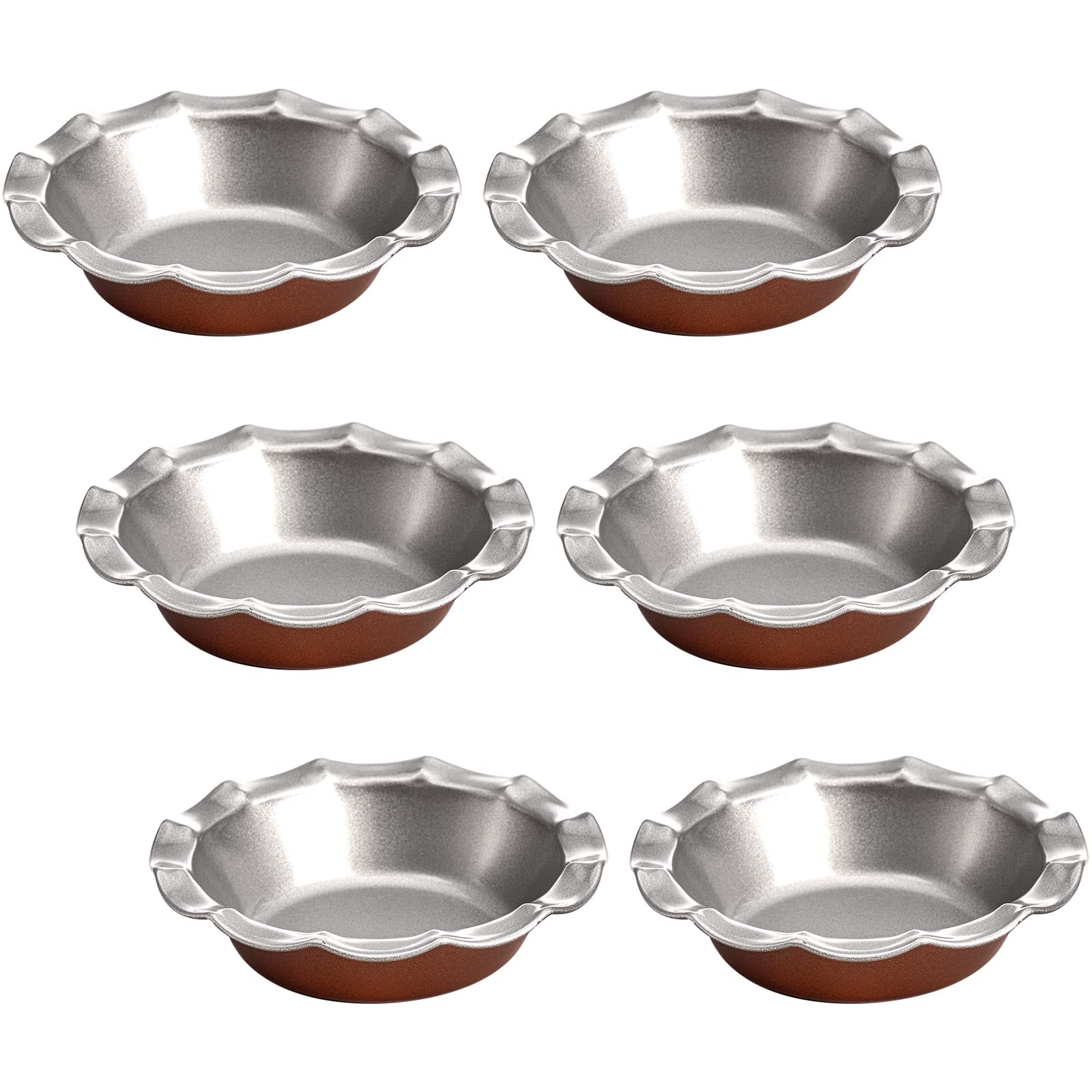 Tosnail 6 Pack 5'' Mini Fluted Tart Pan, Pie Pan, Small Pie Tart Mold, Nonstick Quiche Pan For Baking