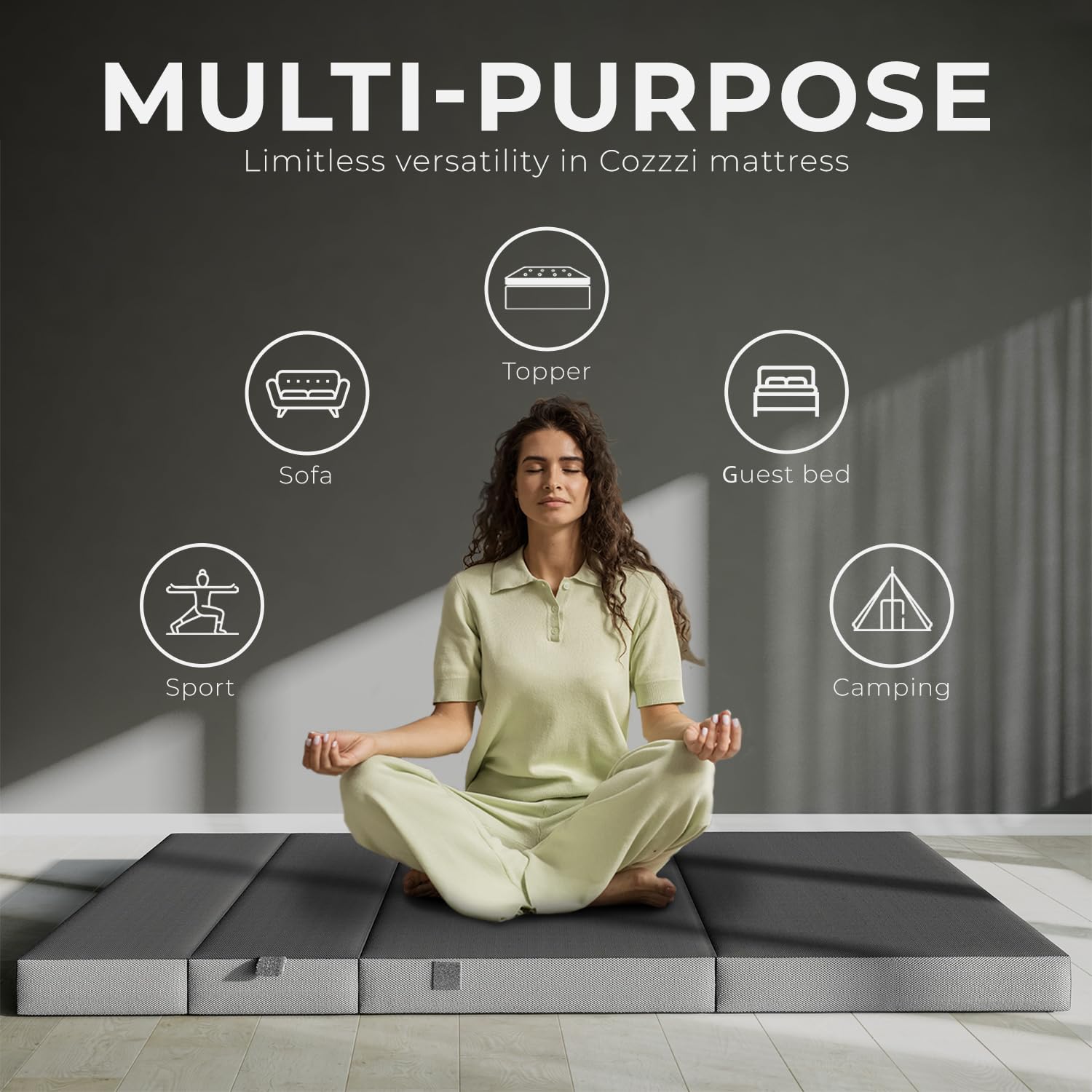 Cozzzi Foldable Mattress Queen Size For Floor And Traveling With Removable Cover - Lightweight And Portable Folding Mattress For