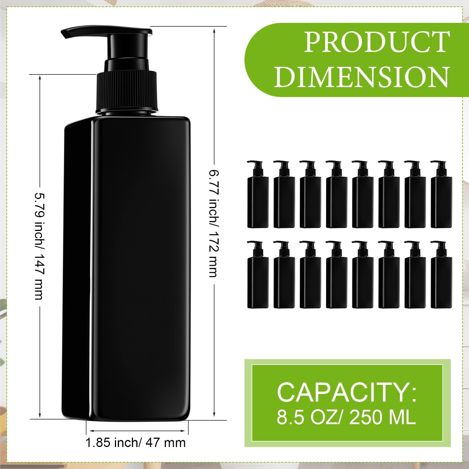 Chunful 16 Pcs Soap Dispensers Plastic Pump Bottles 8.5 oz Refillable Dishwashing Liquid Dispenser with Pump Leakproof Empty Lot