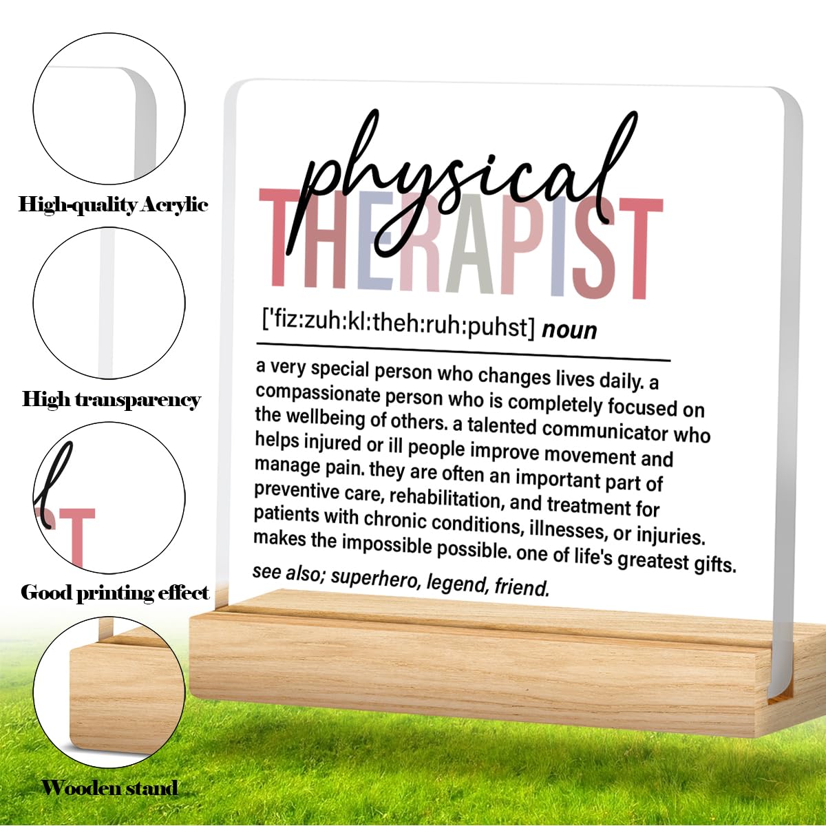 Physical Therapist Gifts for Men Women, Thank You Appreciate Gifts, Retirement Gift, Physical Therapist Definition Acrylic Desk
