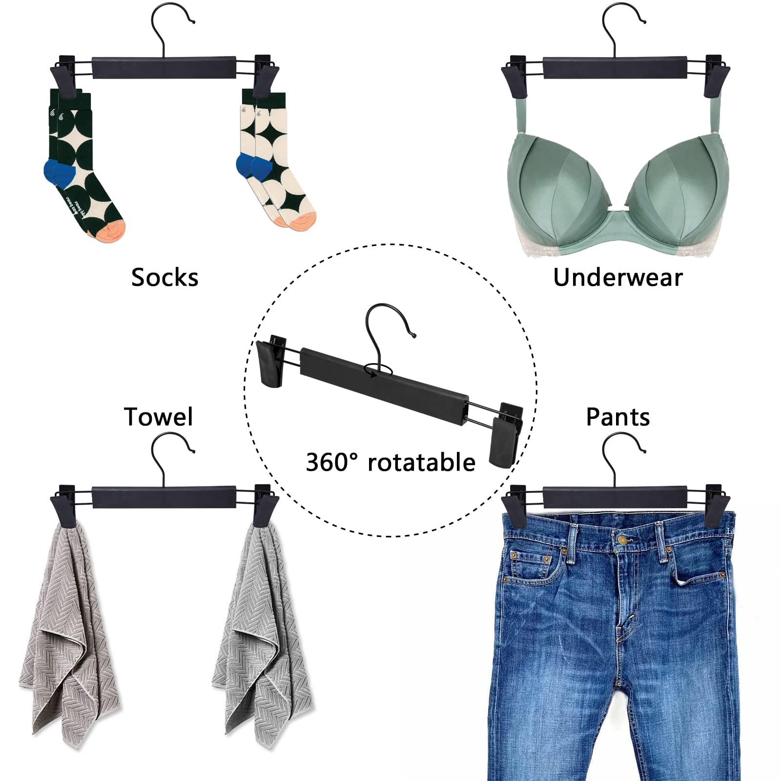 NORTHERN BROTHERS Pants Hangers  50Pack Skirt Hangers with Clips Black Pant Hangers for Pants Bulk Shorts Hangers