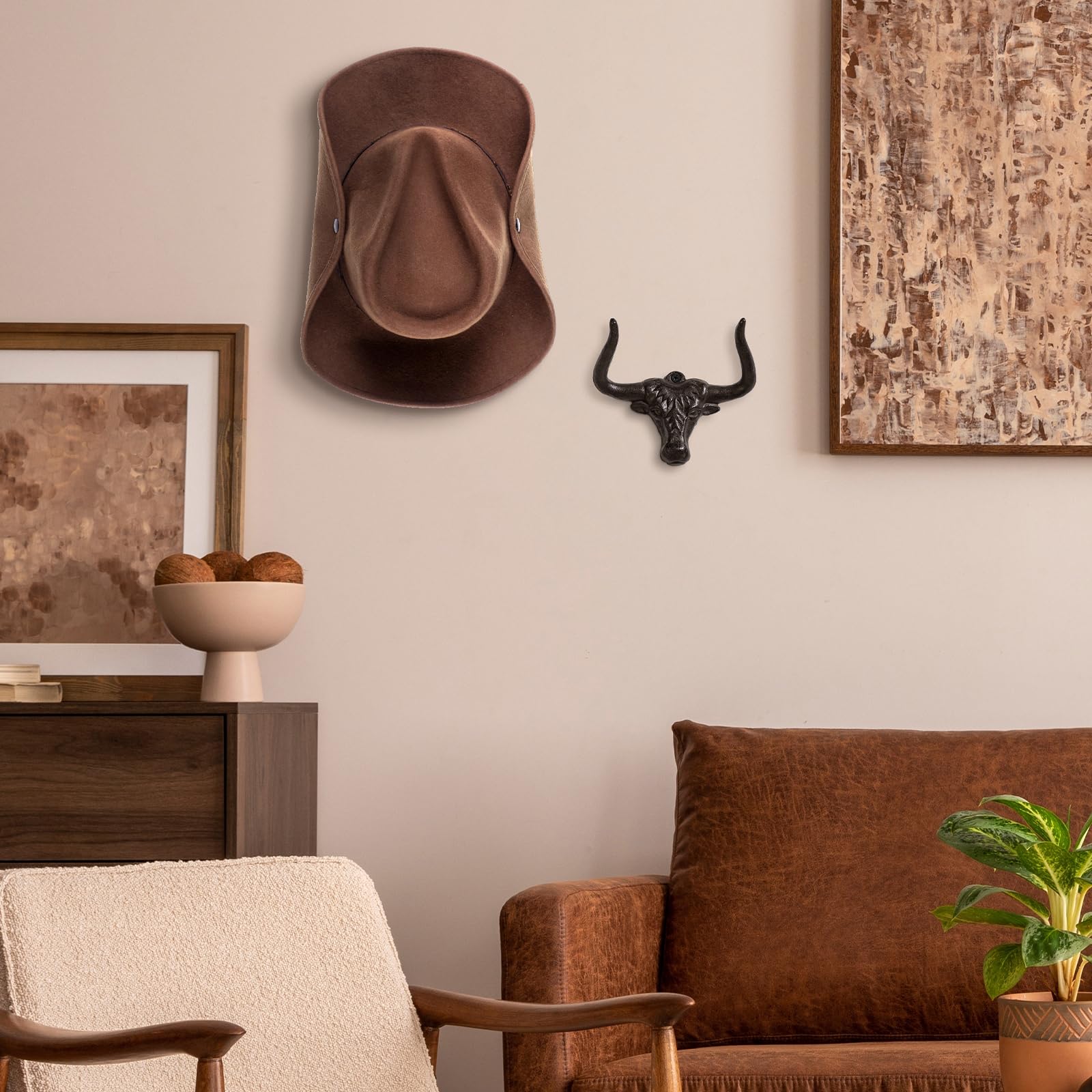 Hydermus Cowboy Hat Rack For Wall 2 Pack Modern Cast Iron Cowboy Hat Holder Cowgirl Hat Hanger Western Wall Decor Longhorn Hooks