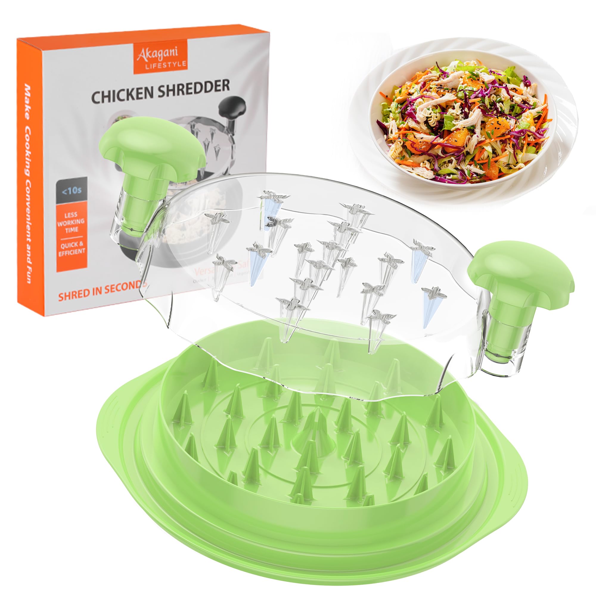 Upgrade Chicken Shredder, 10''Chicken Shredder Tool Twist With Transparent Lid, Ergonomic Handle And Anti-Slip Base, Dishwasher