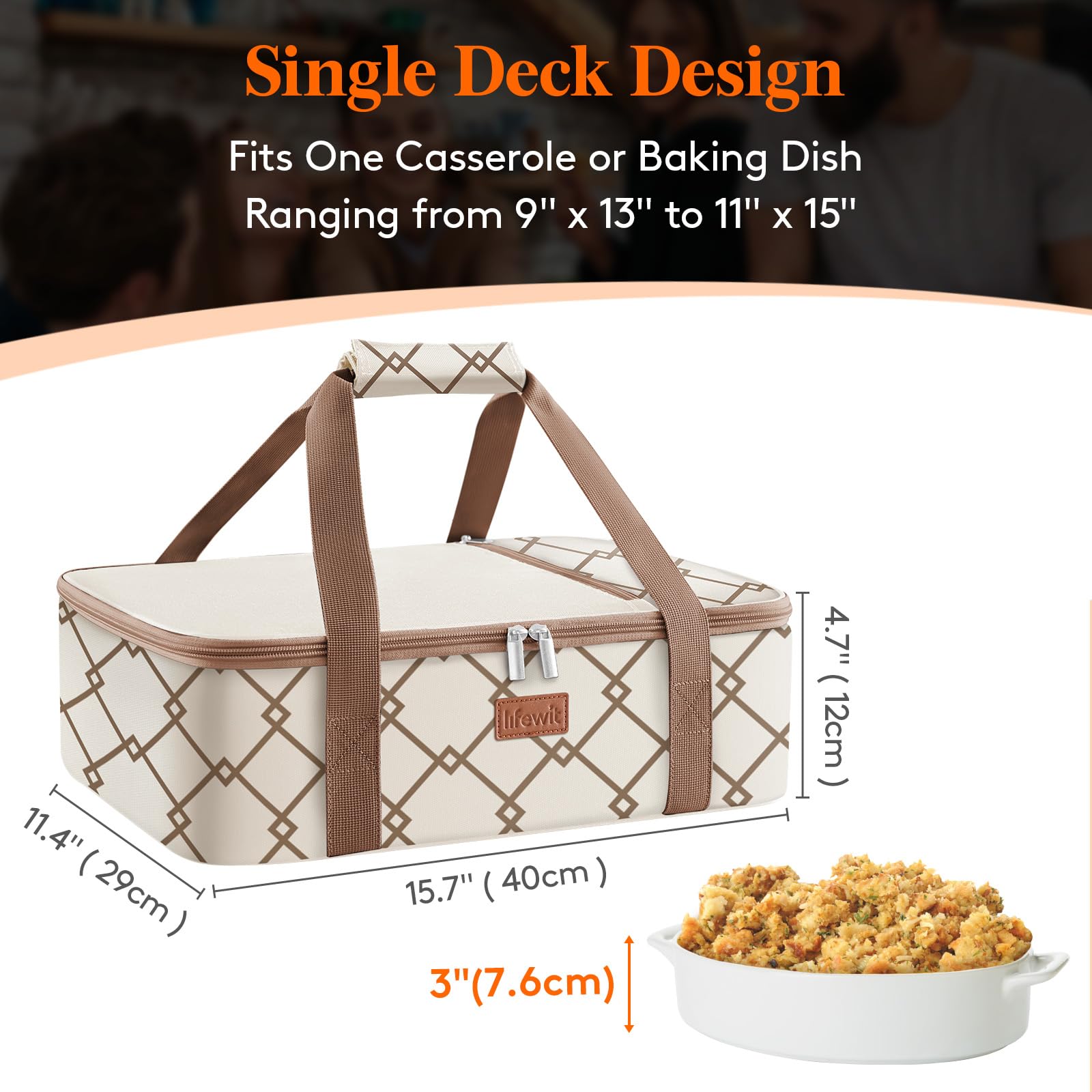 Lifewit Insulated Casserole Carrier For Hot Or Cold Food, Casserole Dish Bag Carrying Case, Lasagna Lugger Holder For Potluck/Pa