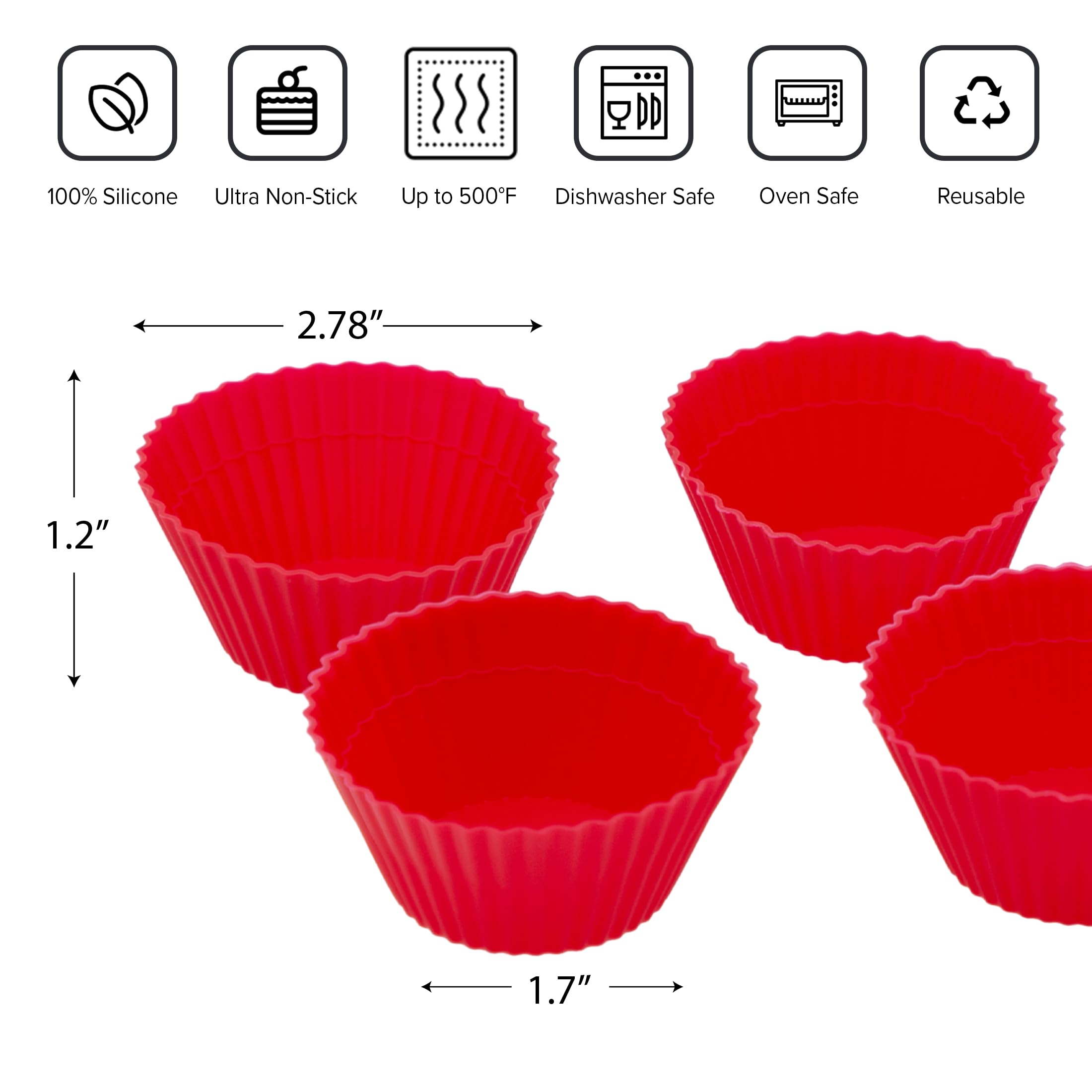 Nuwave Silicone Baking Kit With 8X8-Inch Baking Pan & Reusable Cupcake Liners, Red, 7Pc