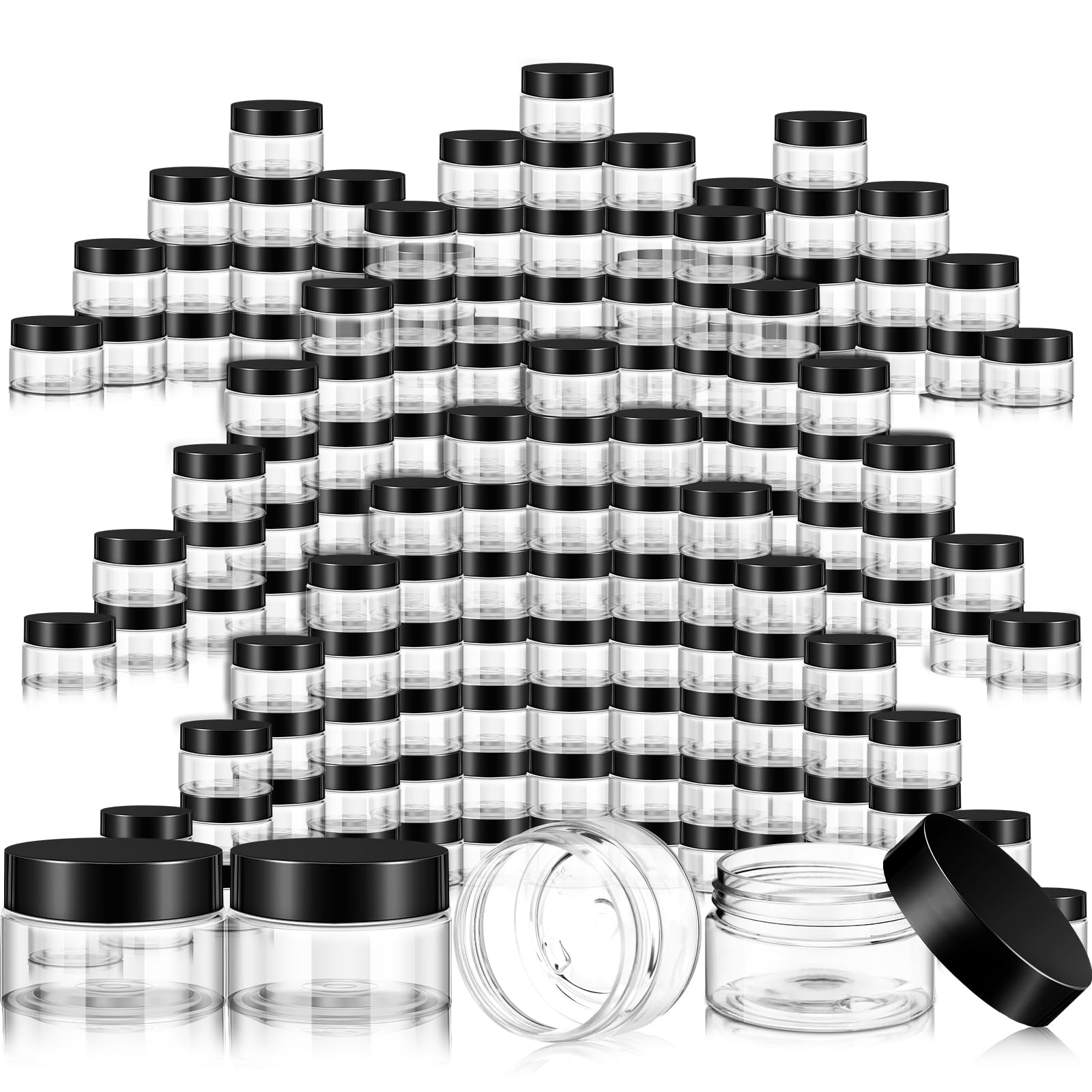 SATINIOR 500 Pcs Plastic Jars Bulk Empty Cosmetic Container Jars with Lids Leak Proof Round Clear Makeup Sample Containers for C