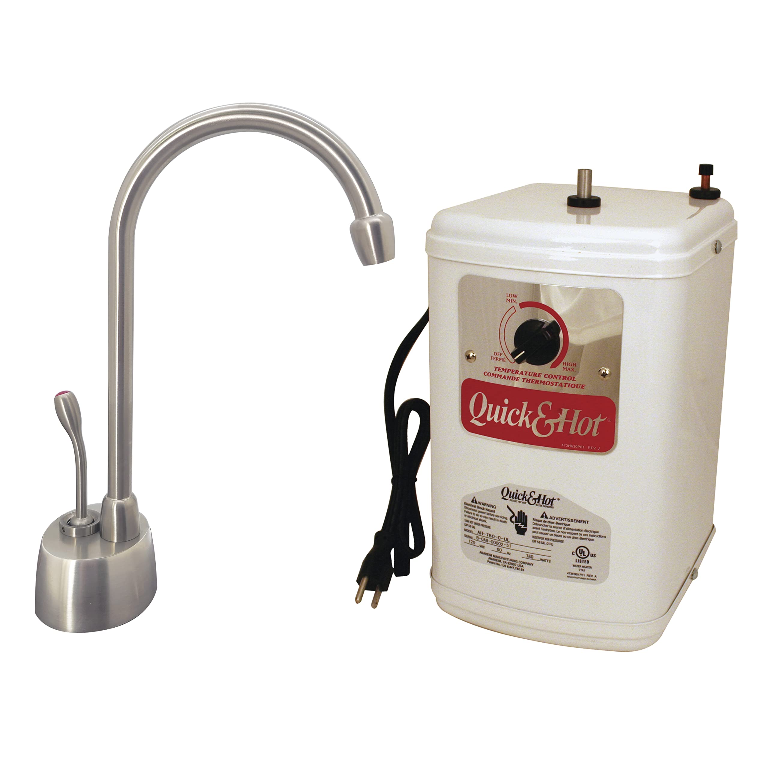 Westbrass D271H-20 Velosah 9 1-Handle Hot Water Dispenser Faucet with Thermostatic Hot Water Tank, Stainless Steel