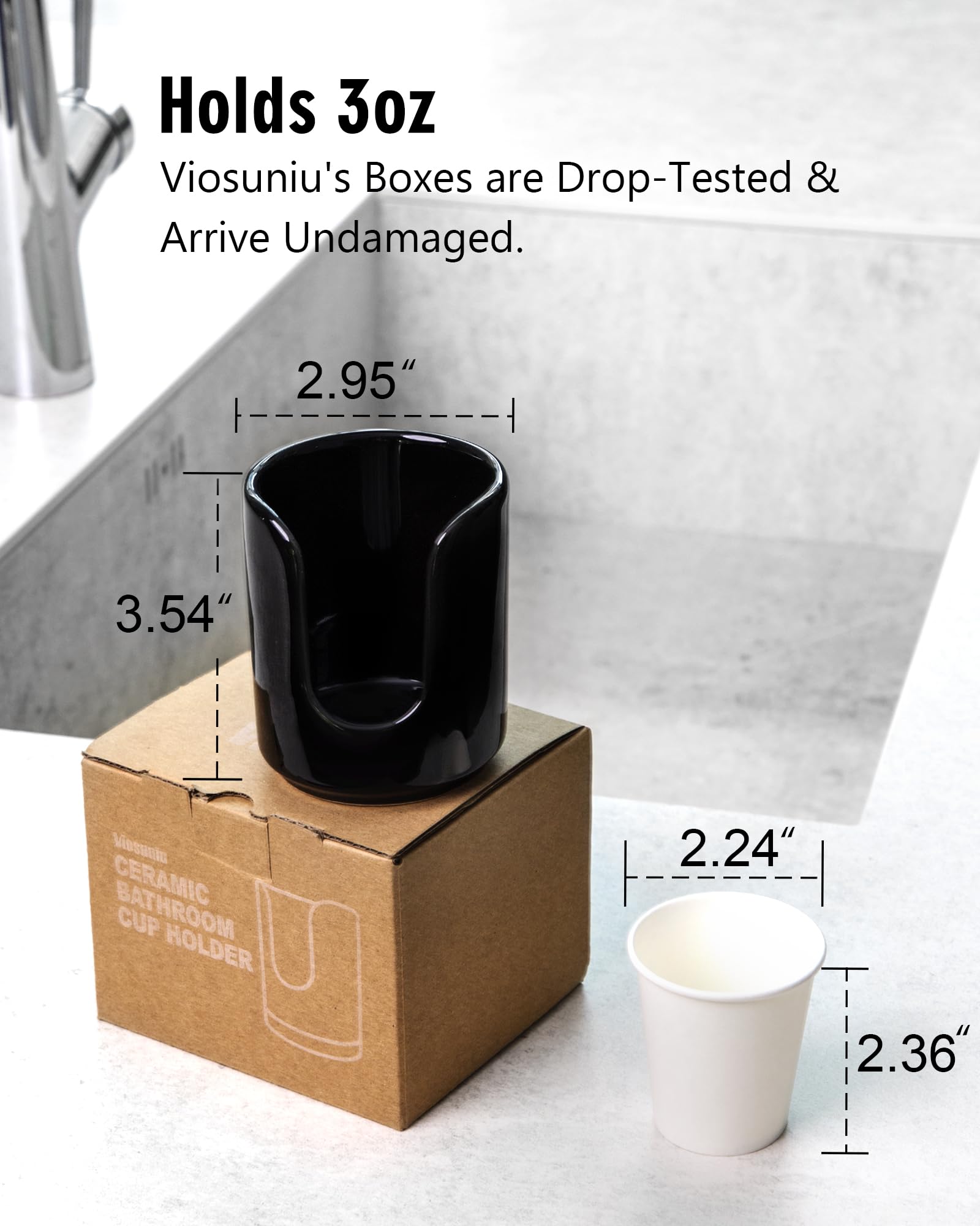 Viosuniu 3 Oz Original Ceramic Bathroom Cup Dispenser With 5 Pla Paper Cups, Bathroom Essential Accessories For Mouthwash Cup Ho