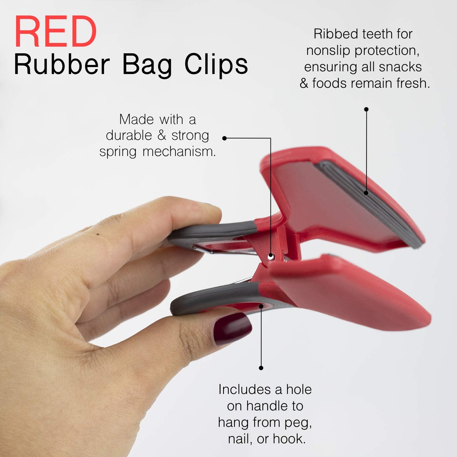 Cook With Color Food Clips - Chip Bag Clips Set Of 4, 5 Inches Wide Heavy Duty Chip Clips, Large Bag Clips For Food Storage With