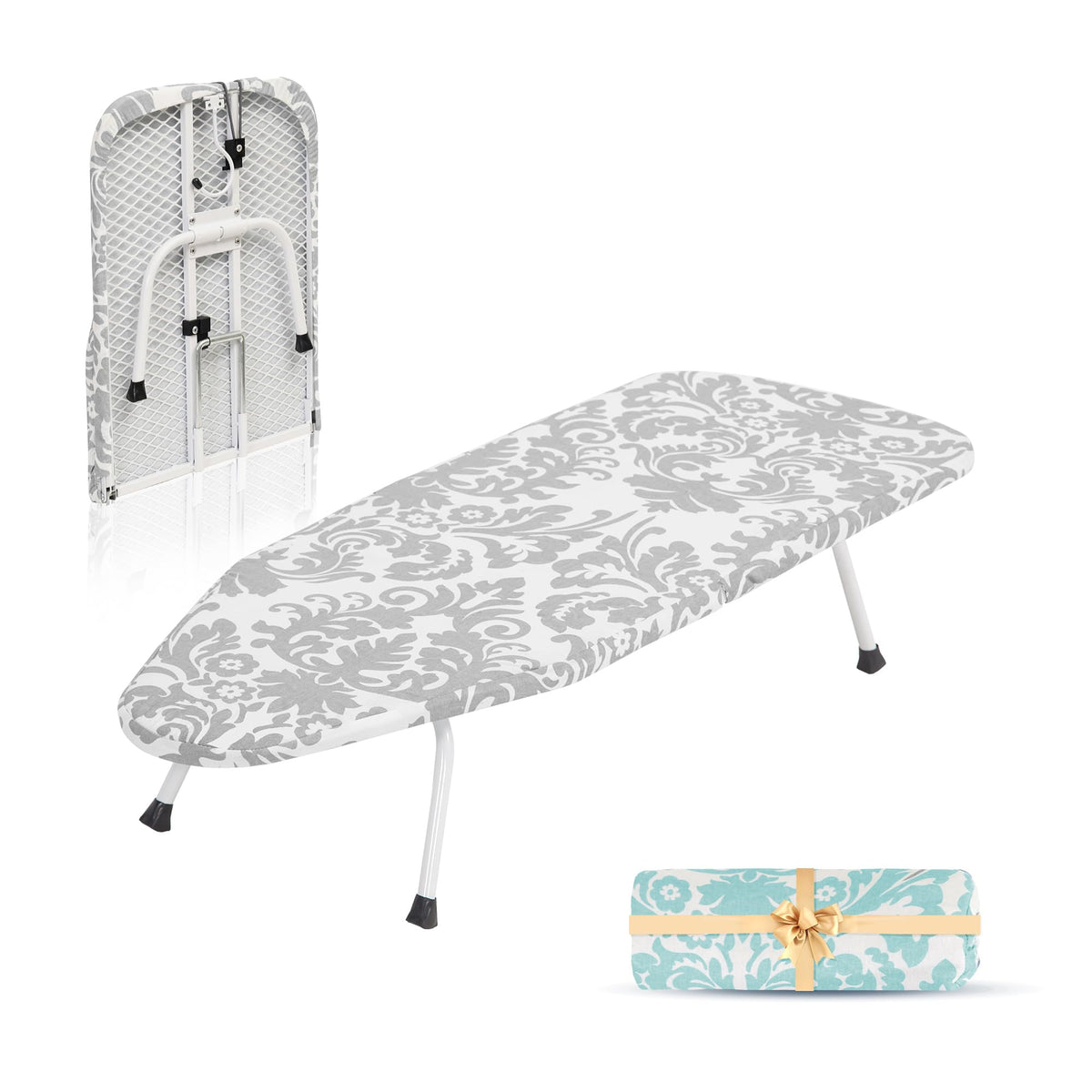Storage Maniac Tabletop Ironing Broad, All Iron Frame Mini Folding Ironing Broad With 2 Removable Cover, Portable Small Ironing