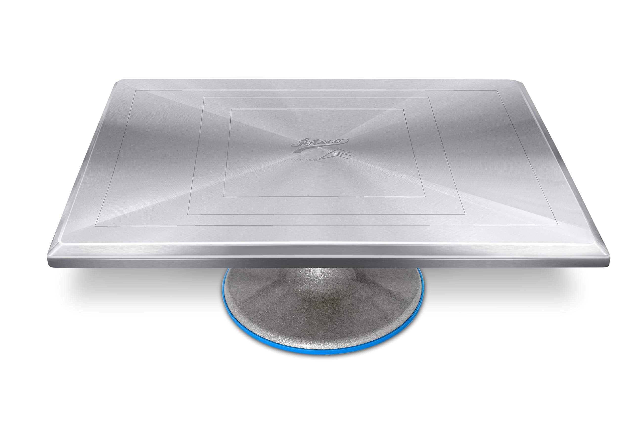 Ateco Revolving Cake Decorating Stand, 614 Rectangle, Aluminum Base, White