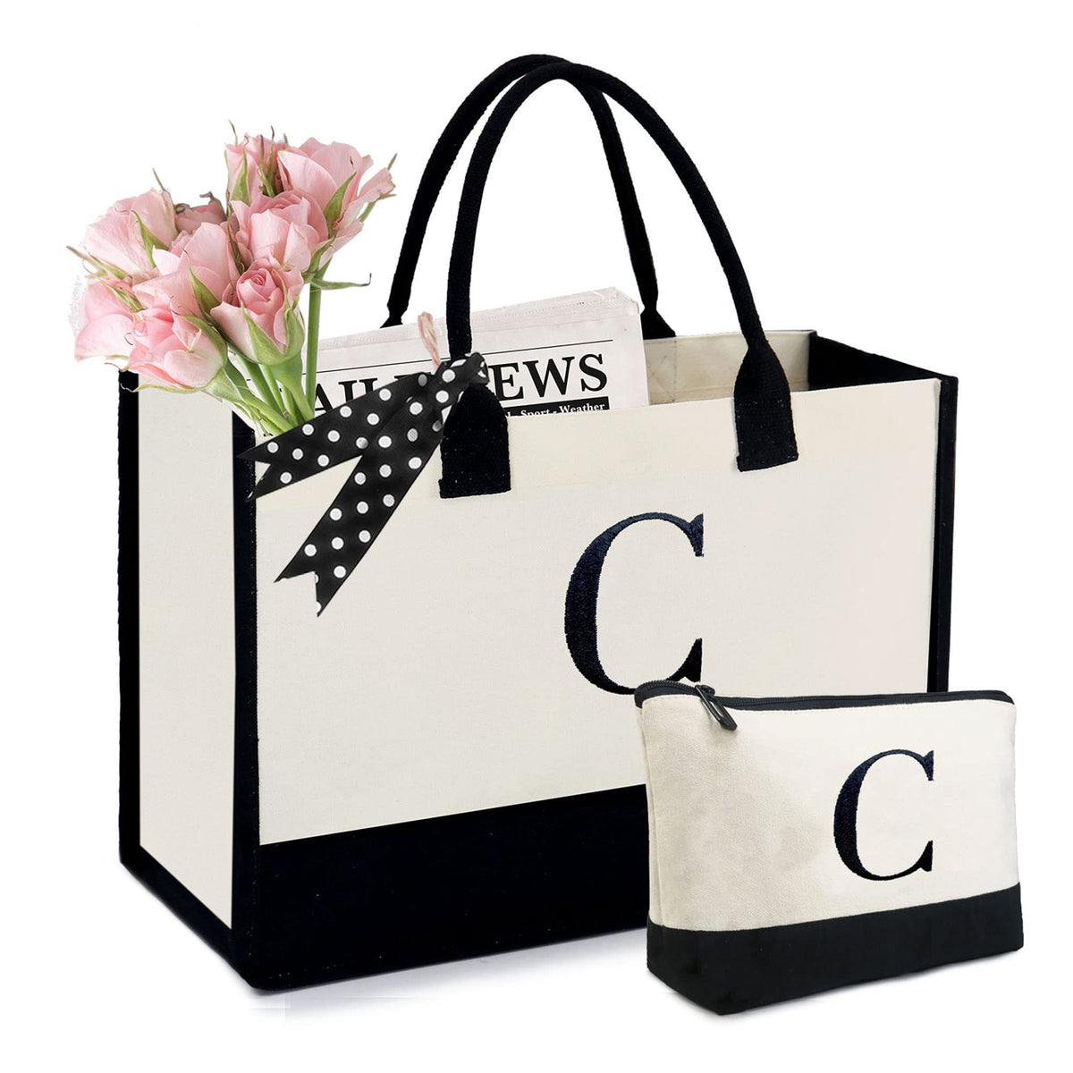 Beegreen Personalized-Gifts-Bag-For Women Mother Hostess Friends Birthday Wedding Bridesmaid Valentine'S Day Initial Canvas Tote