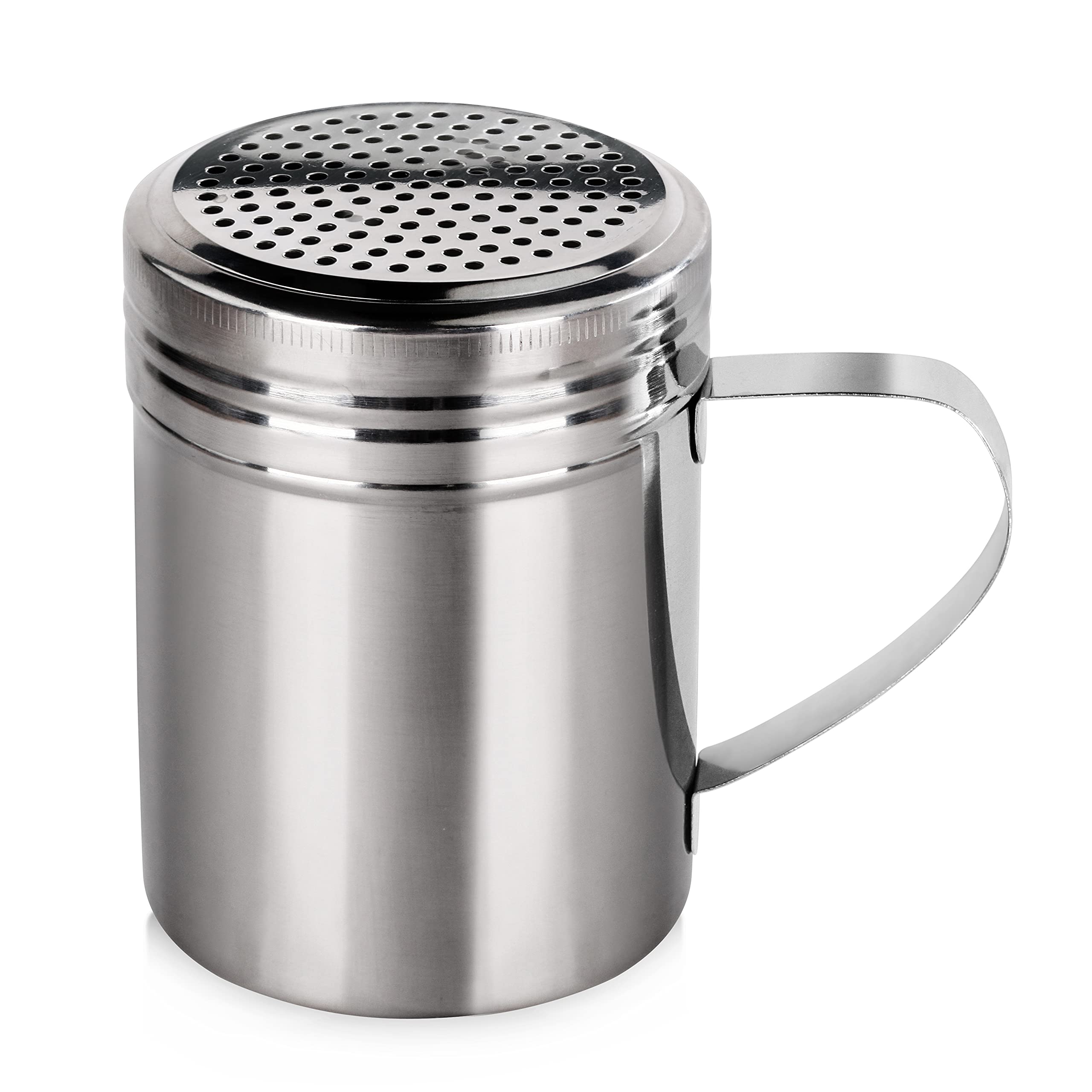 New Star Foodservice 28485 Stainless Steel Dredge Shaker With Handle, 10-Ounce, Set Of 2