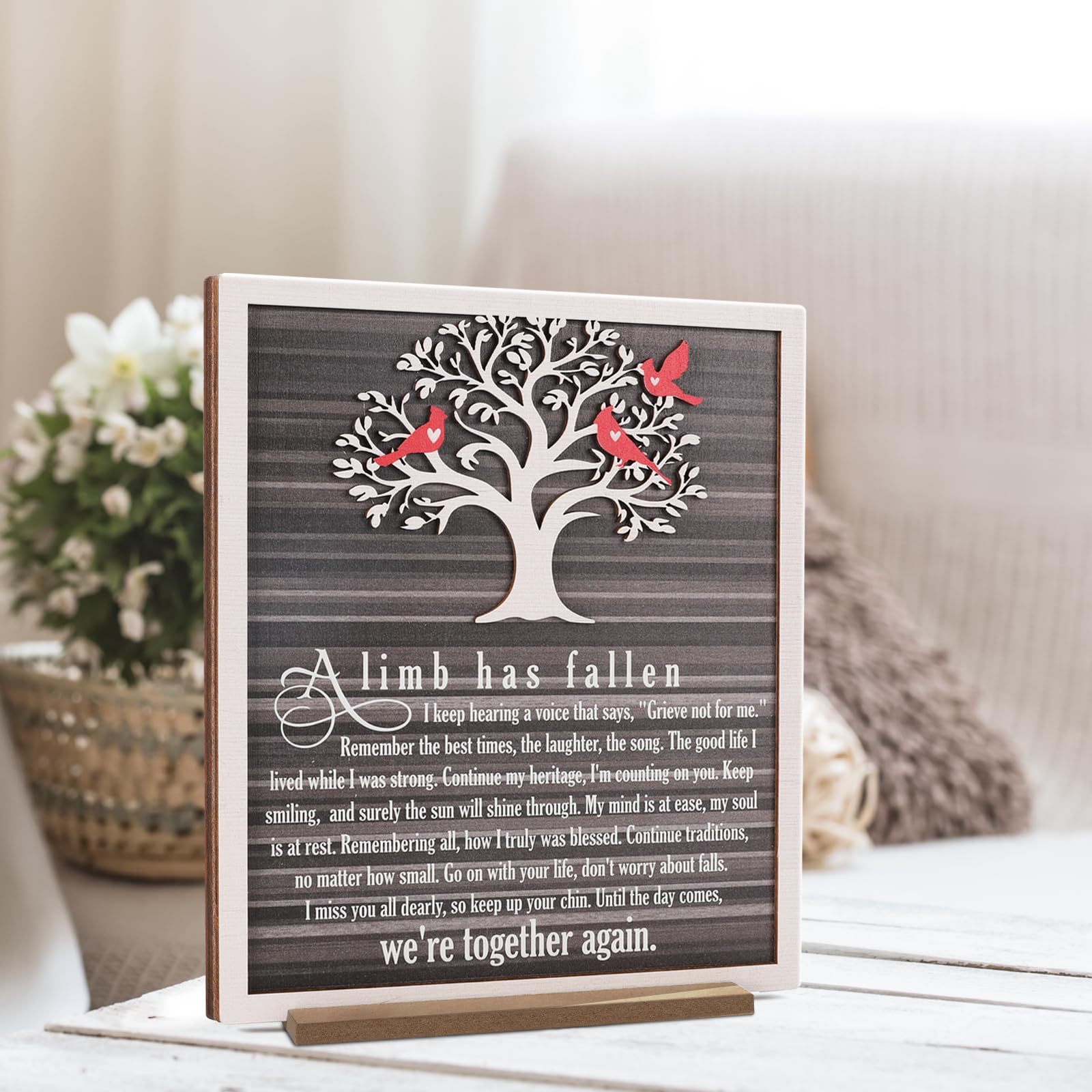 A Limb Has Fallen    Memorial Tree Plaque - Sympathy Gift for Loss of Mom, Dad, or Loved One - Rustic Wooden Family Tree Sign fo