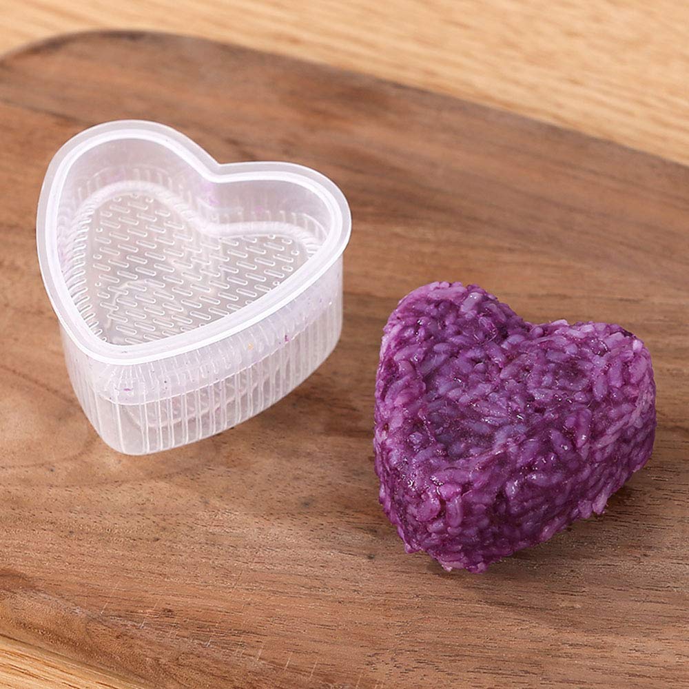Pzrt 2Pcs Rice Ball Mold Food Press Sushi Mold Form Maker Diy Tool Sushi Tools Kitchen Gadgets (1 X L Triangle Shape + 1 X Heart