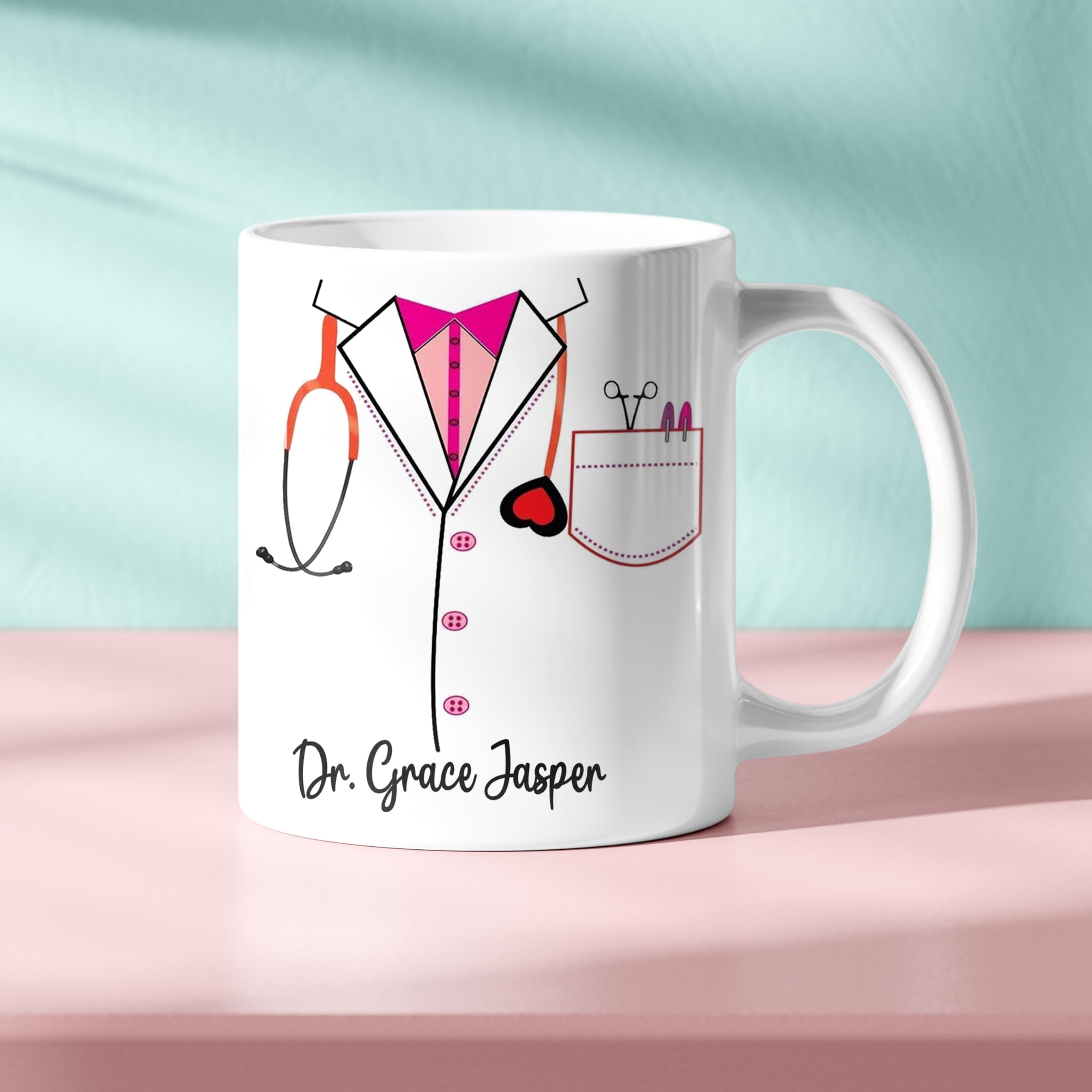 Personalized Doctor Coat Design With Your Customize Name Ceramic Coffee Mug (330Ml). For Doctors, Surgeons, Medico, Dr. & Medica