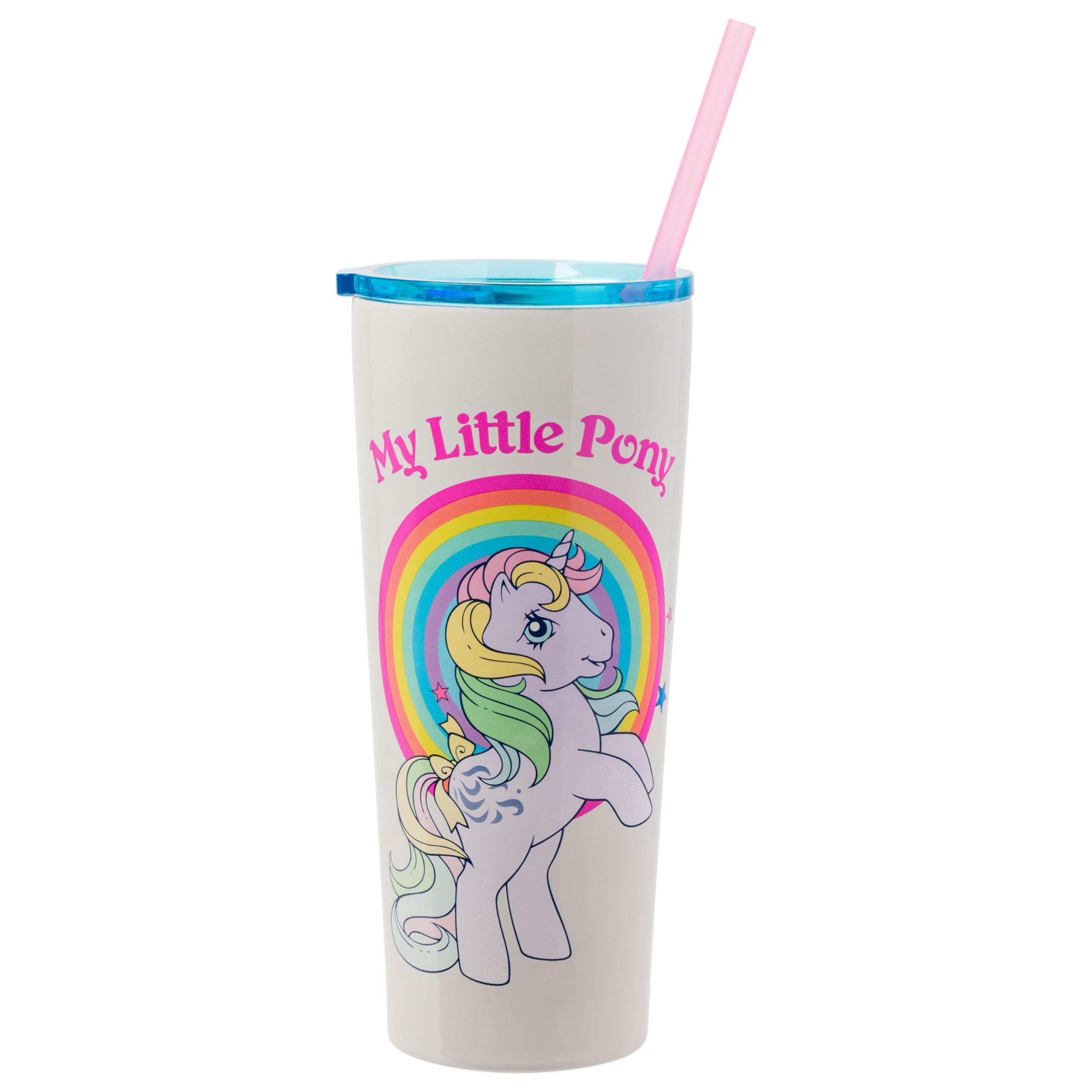 Silver Buffalo My Little Pony Featuring Windy Double Walled Stainless Steel Tumbler with Straw, 22 Ounces